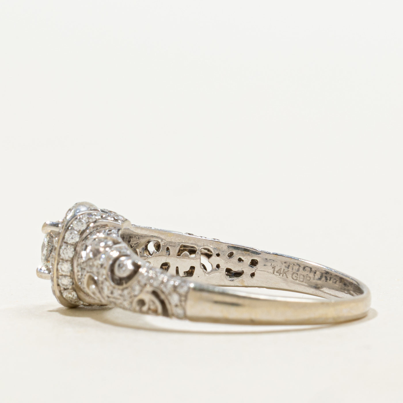 14K White Gold Diamond Open Halo Ring | 0.60ctw | SZ 8.75