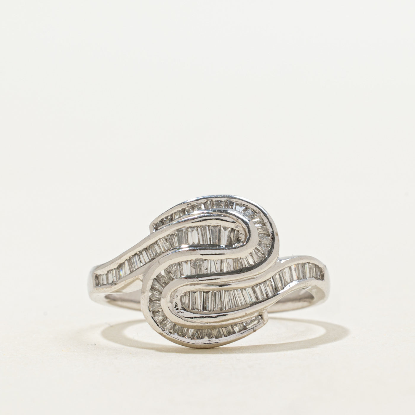 Platinum Baguette Cut Diamond Wave Ring | 0.70ctw | SZ 6.25