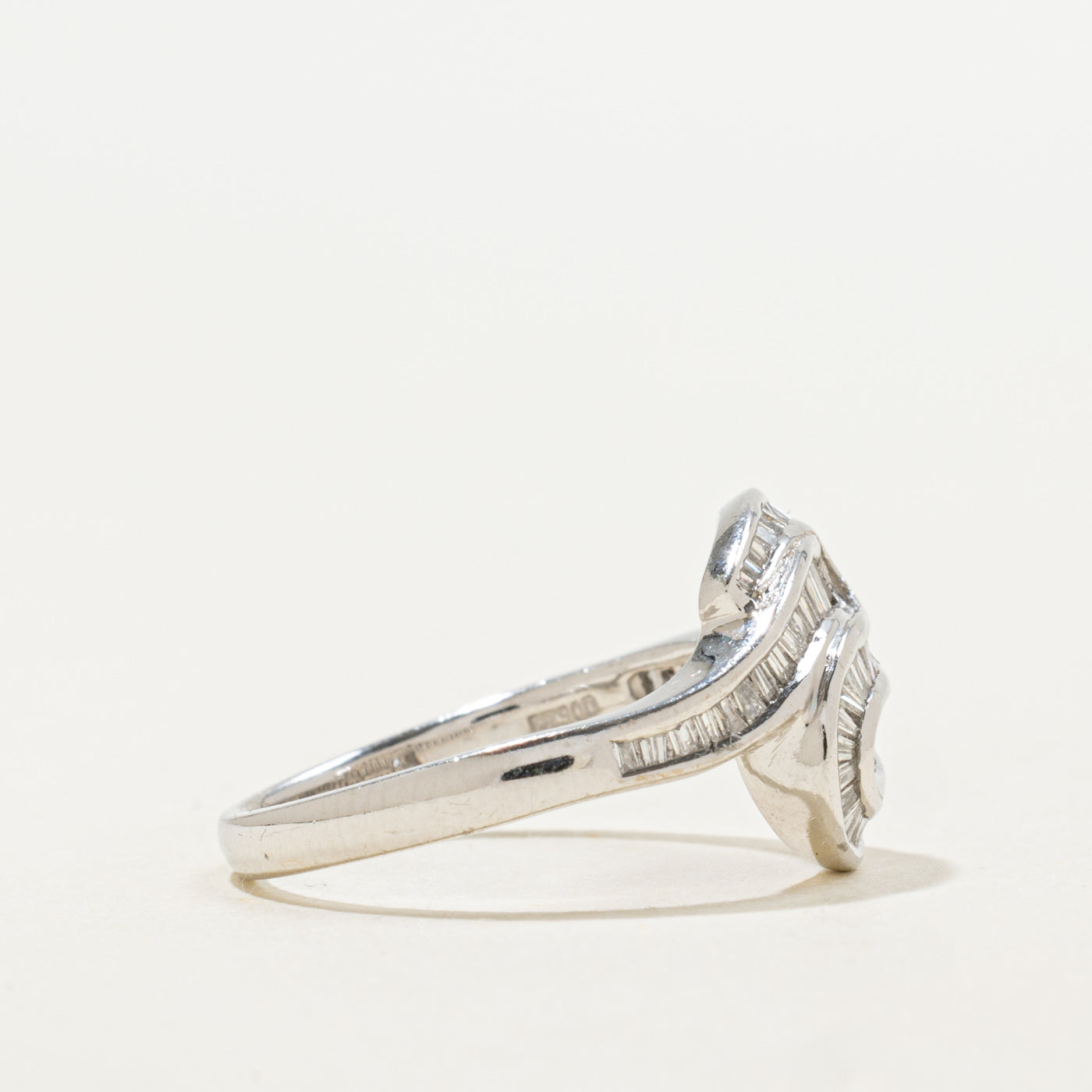 Platinum Baguette Cut Diamond Wave Ring | 0.70ctw | SZ 6.25
