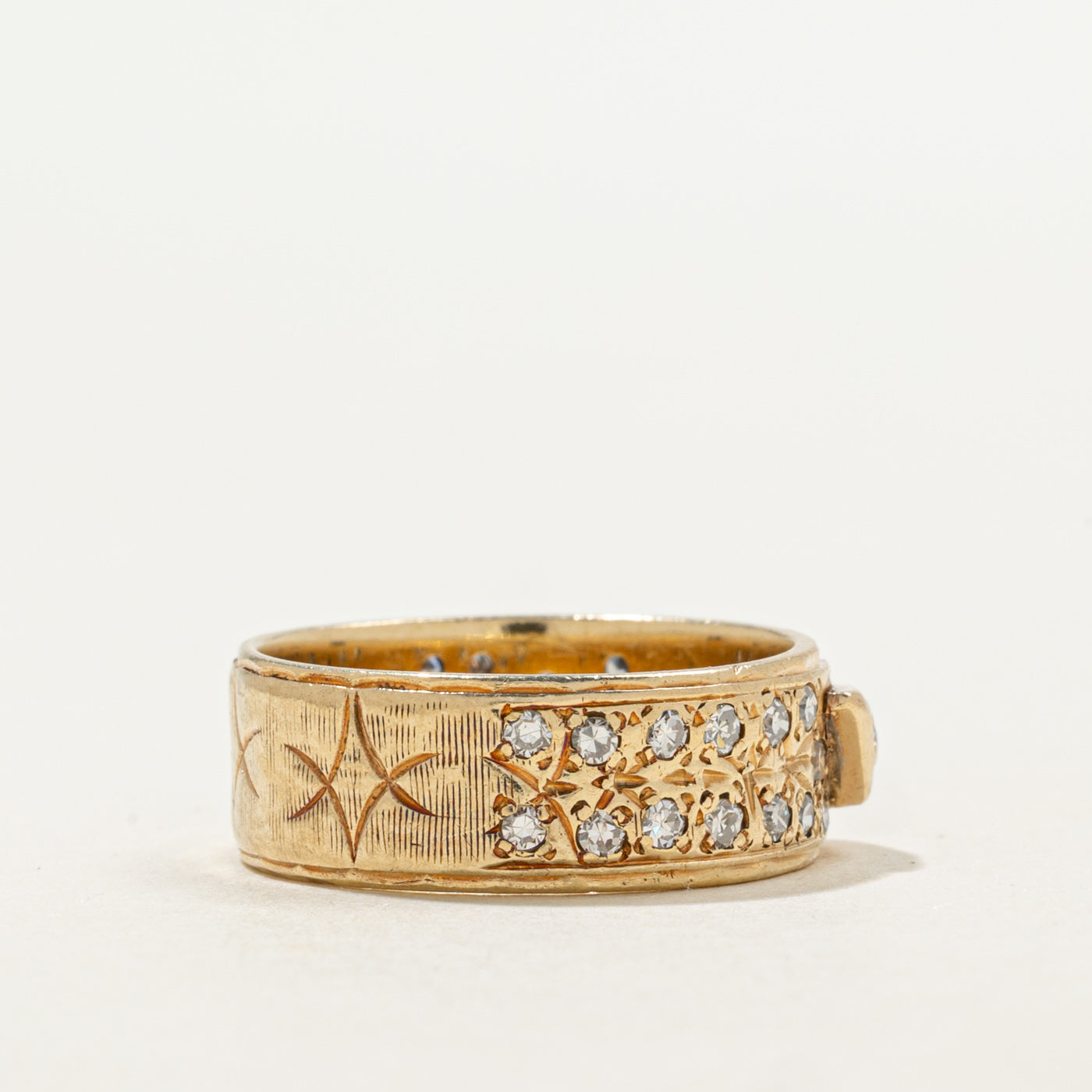 10K Diamond Textured Band | 0.43ctw | 6.95mm | SZ 6.5