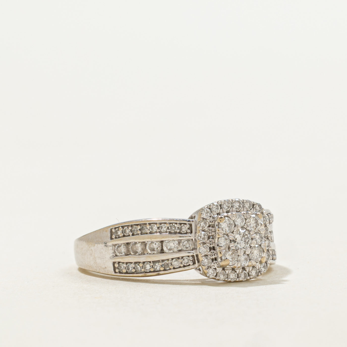 10K Diamond Square Cluster Halo Ring | 0.50ctw | SZ 5.25