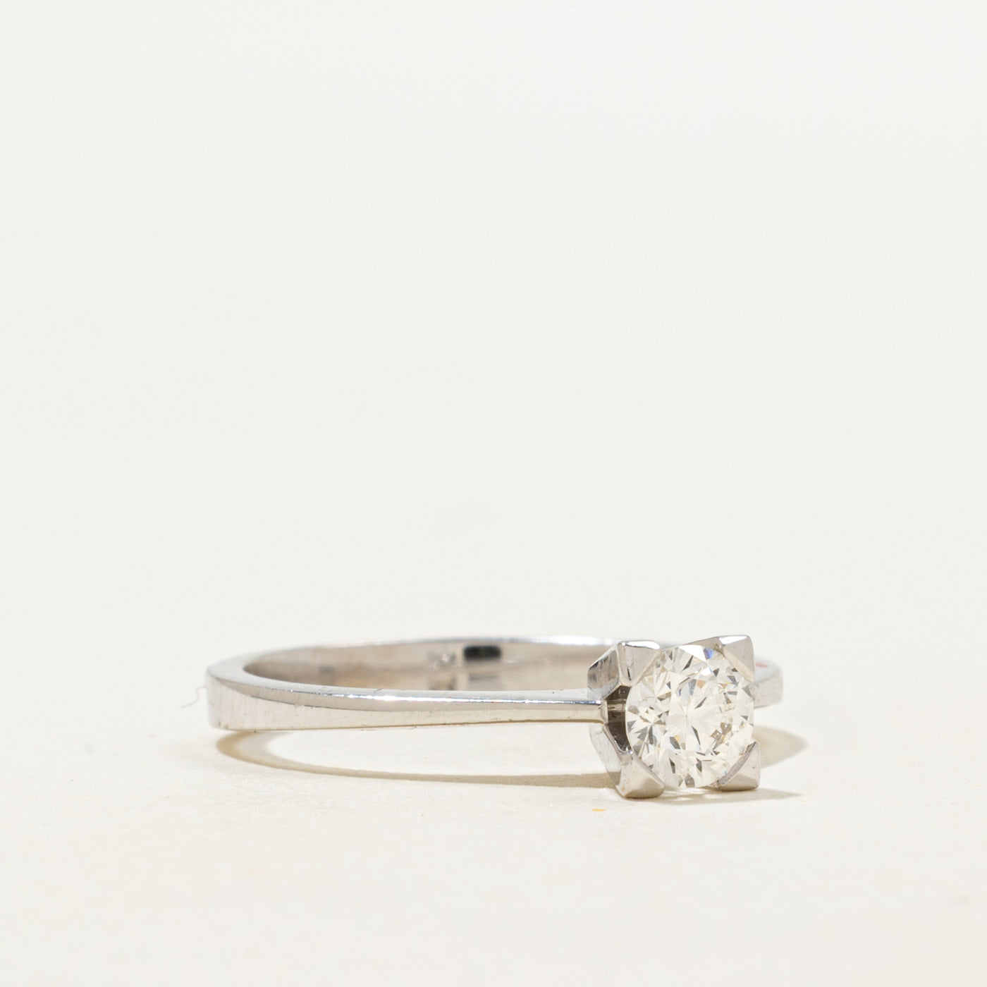 Bague solitaire en or blanc 18 carats avec diamant | 0,35 ct | Taille 6,0