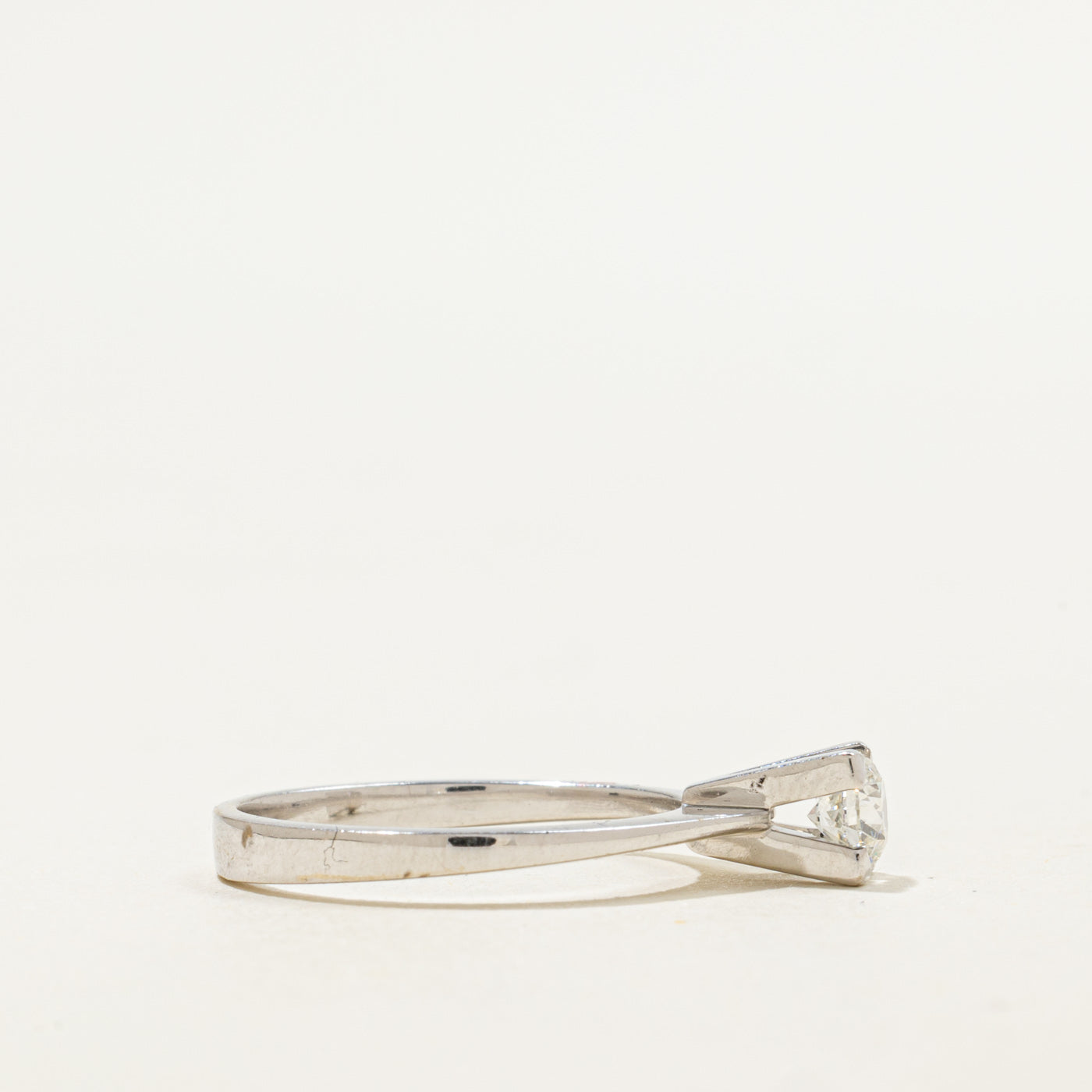 Bague solitaire en or blanc 18 carats avec diamant | 0,35 ct | Taille 6,0