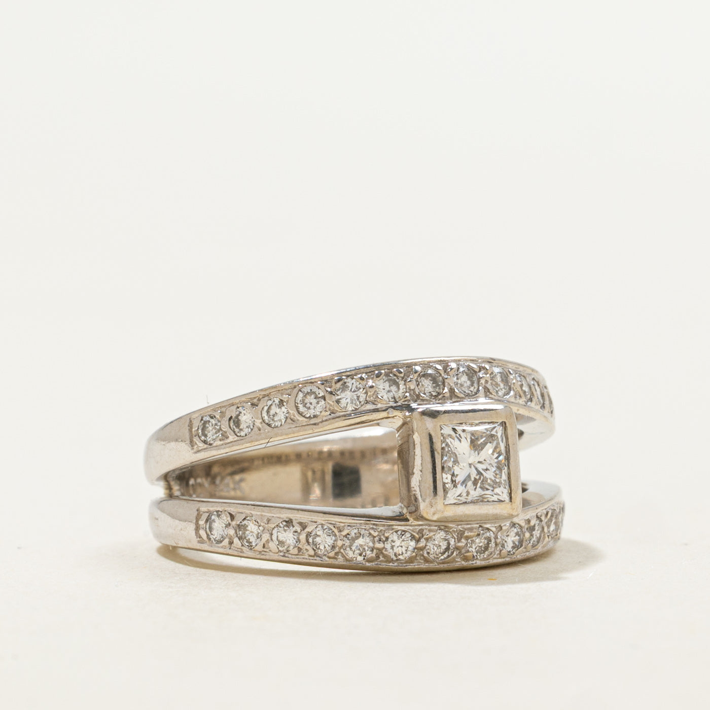 Bague géométrique en or 14 carats sertie de diamants | 0,77 ct | Taille 6,0