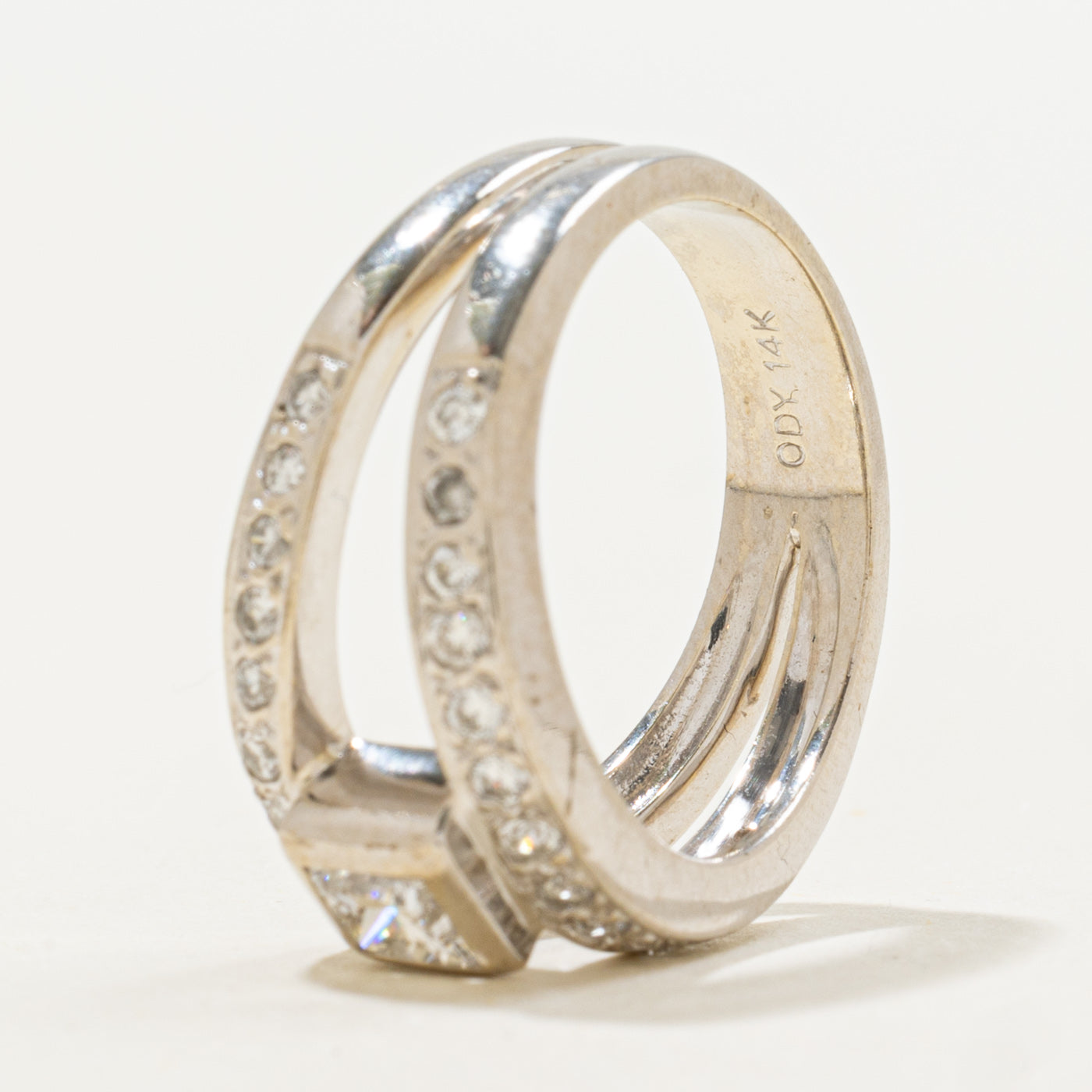 Bague géométrique en or 14 carats sertie de diamants | 0,77 ct | Taille 6,0