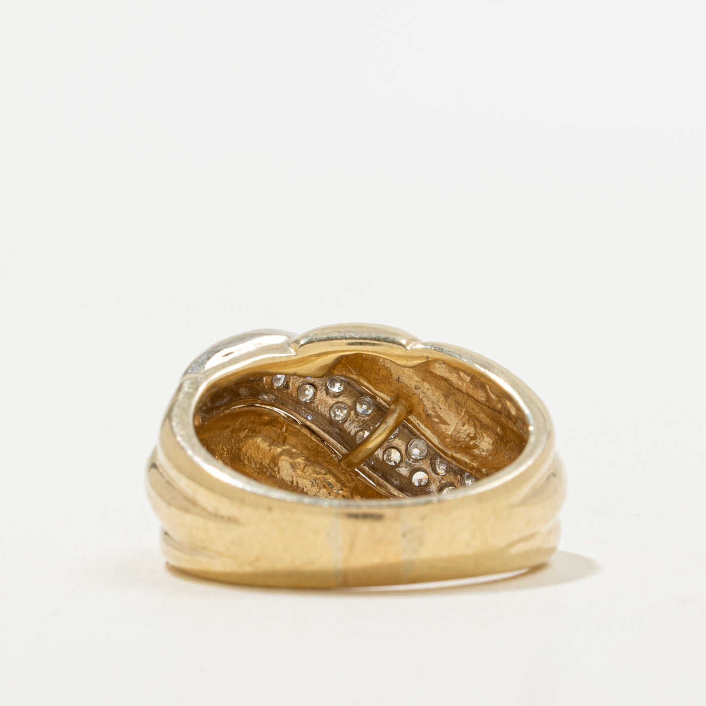 14K Pavé Set Diamond Chunky Wave Band | 0.40ctw | SZ 7.0