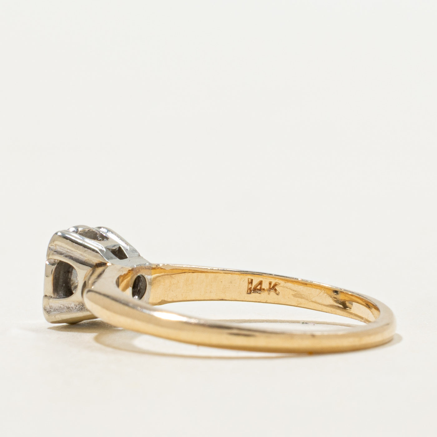 14K Two Tone Gold Solitaire Diamond Ring | 0.15ct | SZ 6.25