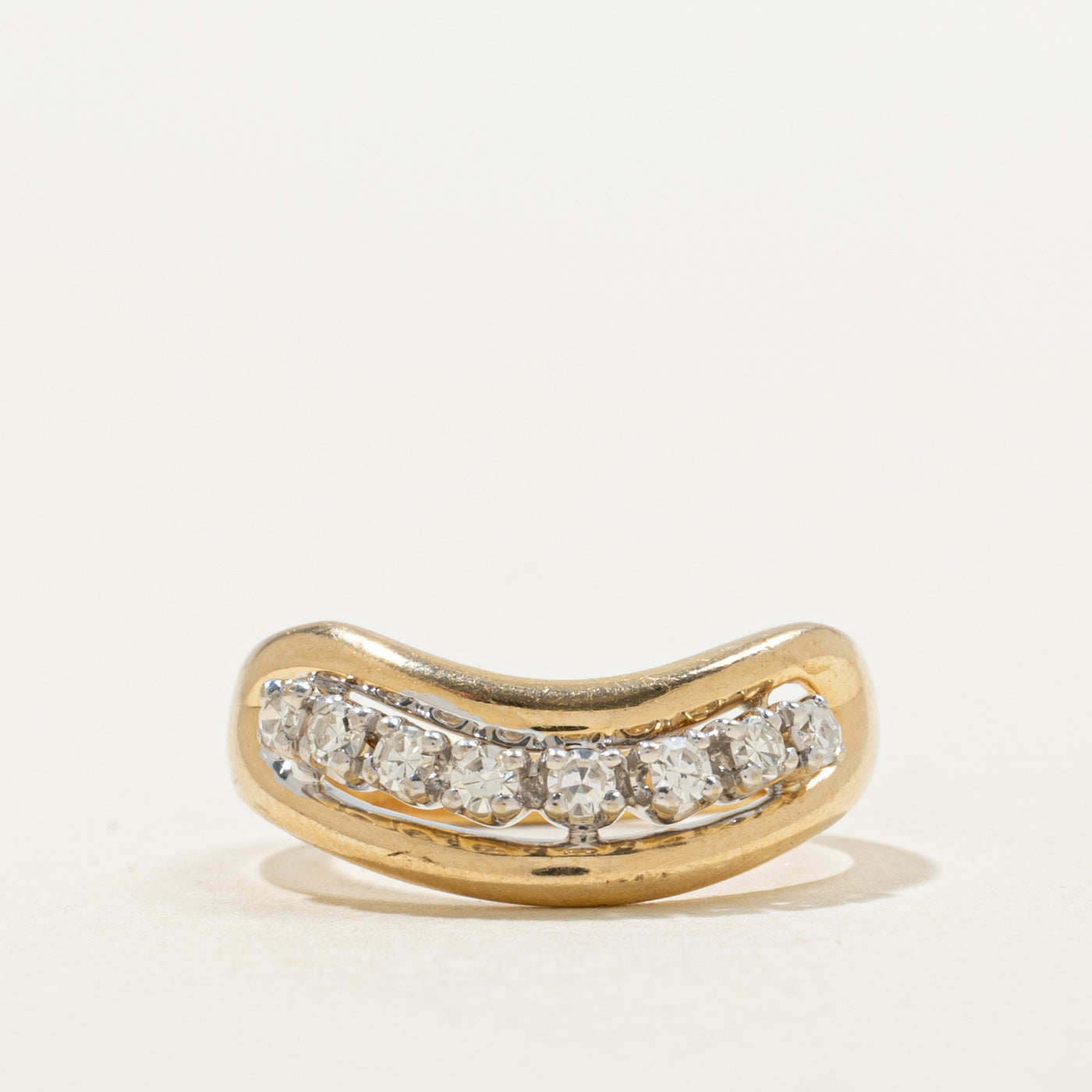 Alliance semi-éternité en or 14 carats sertie de diamants | 0,25 ct au total | Taille 6,0