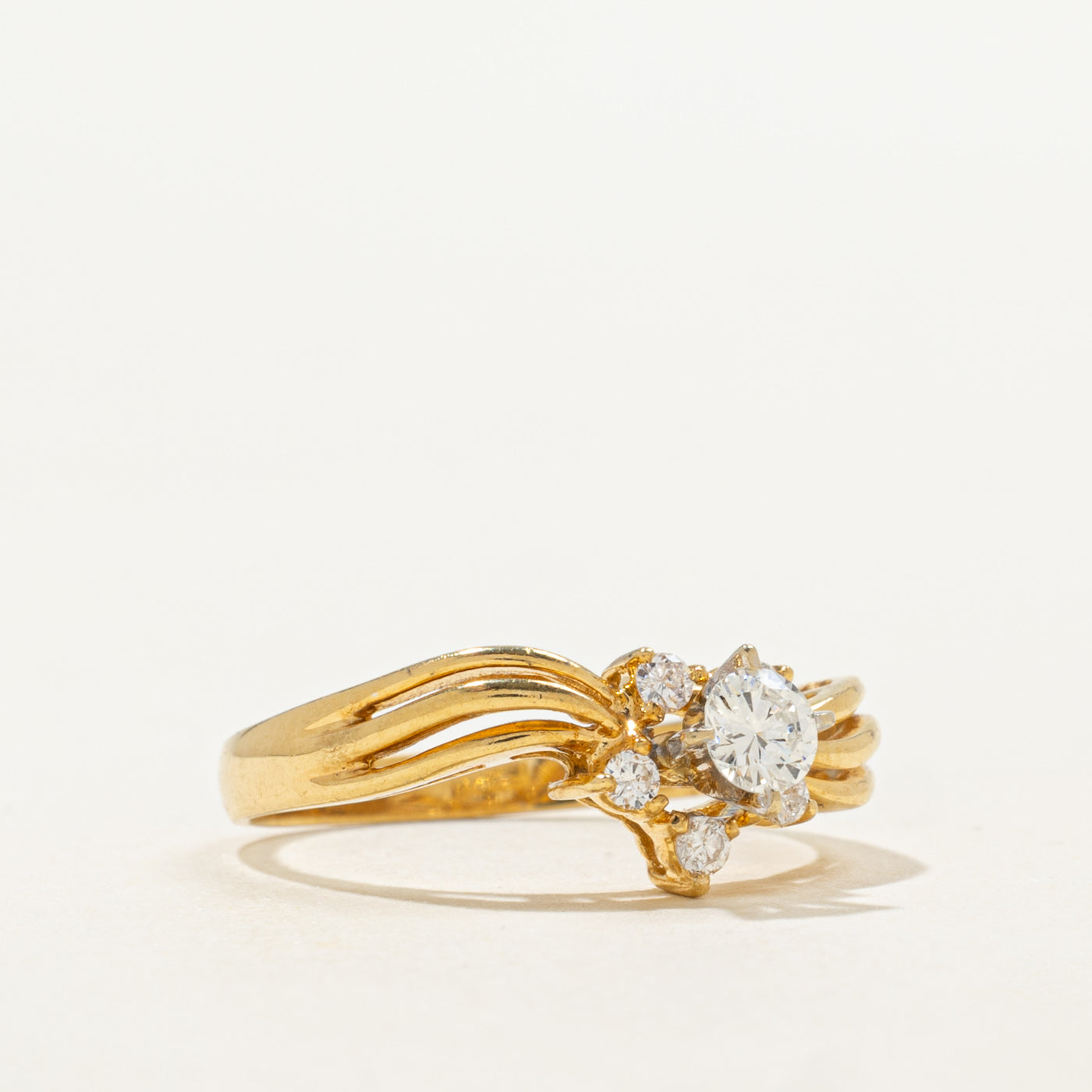18K Diamond Accented Open Wave Ring | 0.15ctw | SZ 6.0