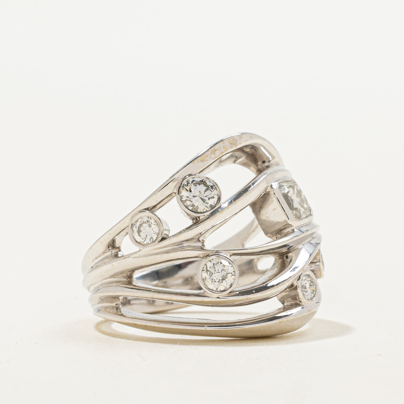 15K Scattered Diamond Abstract Ring | 0.40ctw | SZ 5.75