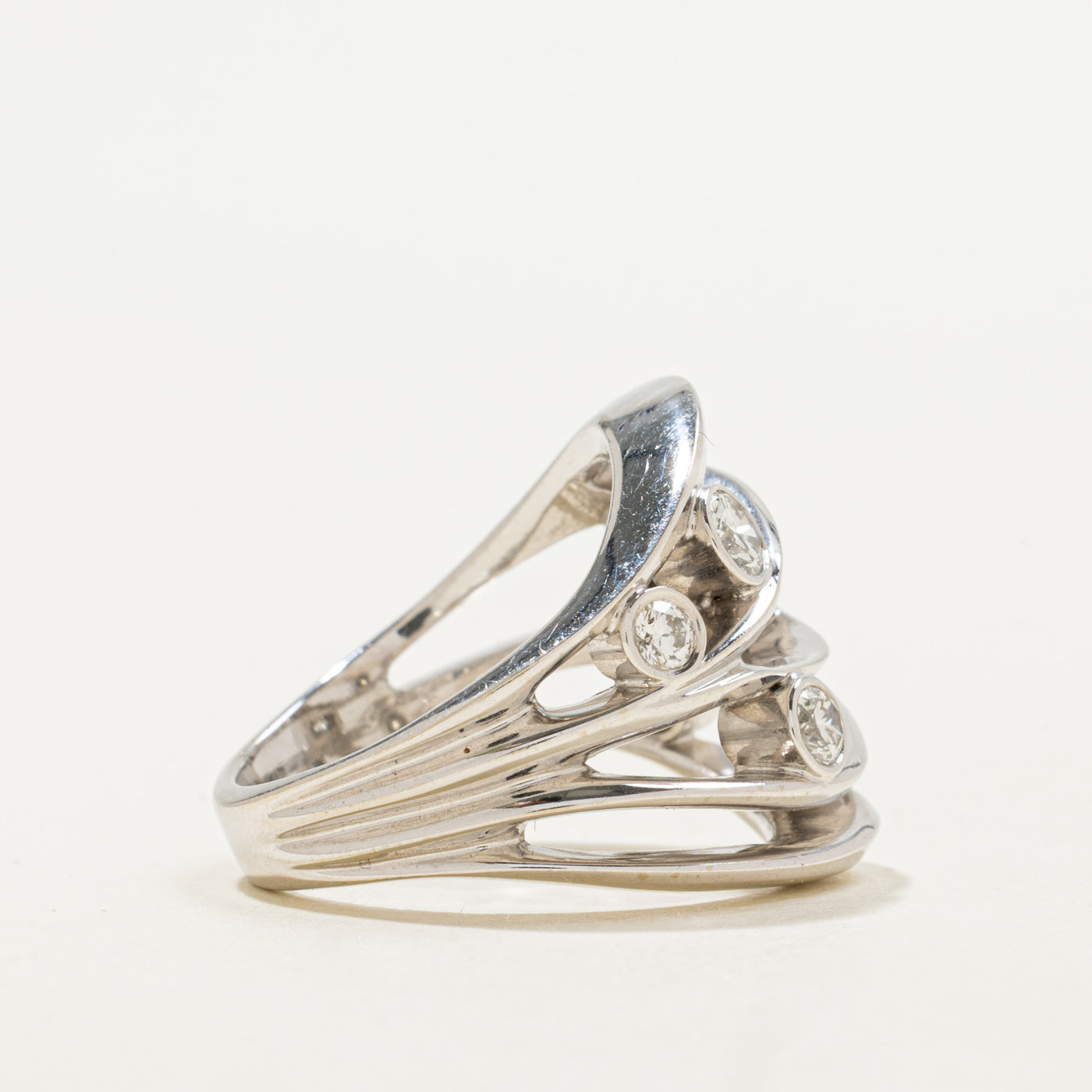 15K Scattered Diamond Abstract Ring | 0.40ctw | SZ 5.75