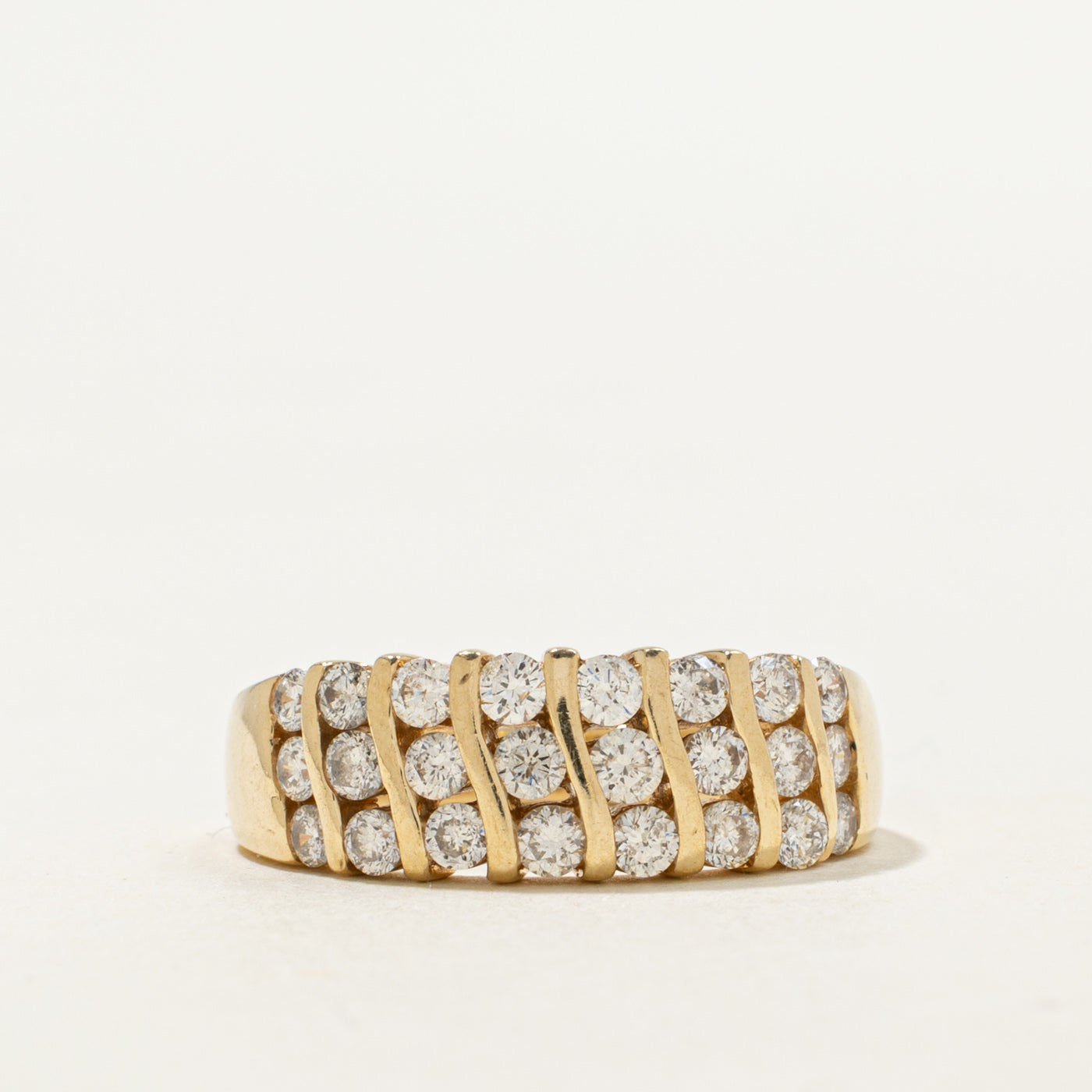 14K Multi Column Channel Set Diamond Band | 0.90ctw | SZ 7.25