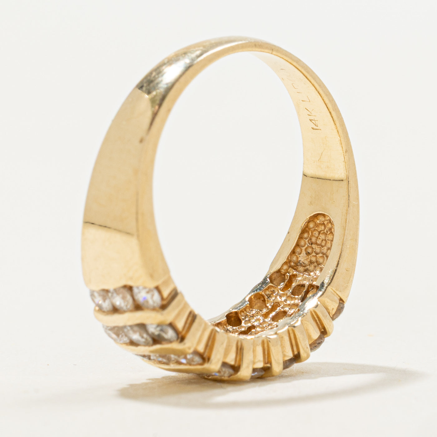 14K Multi Column Channel Set Diamond Band | 0.90ctw | SZ 7.25