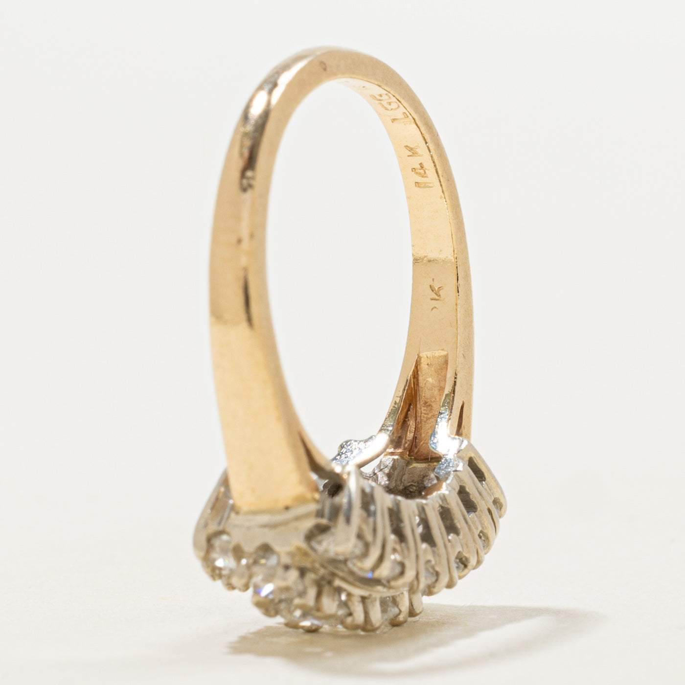 14K Yellow Gold Diamond Multi Row Ring | 0.90ctw | SZ 6.5