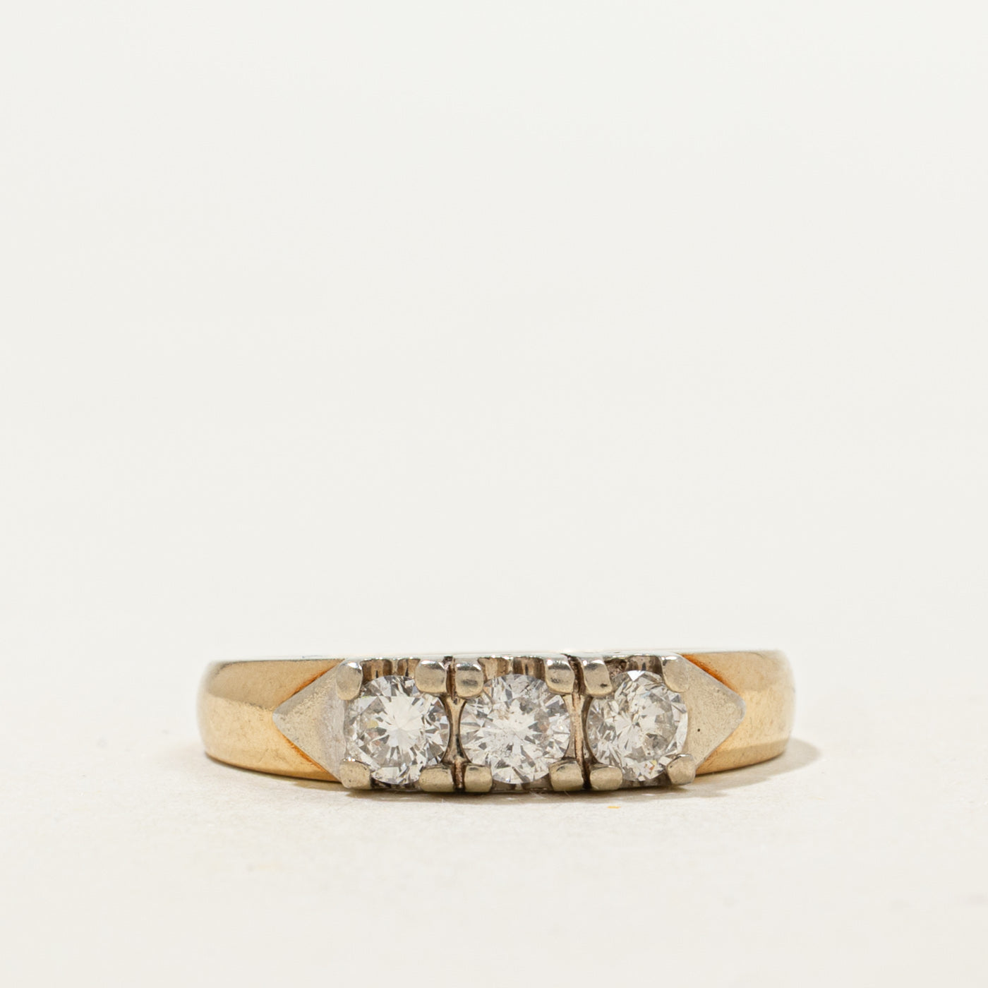 14K Three Stone Diamond Geometric Band | 0.45ctw | SZ 6.25