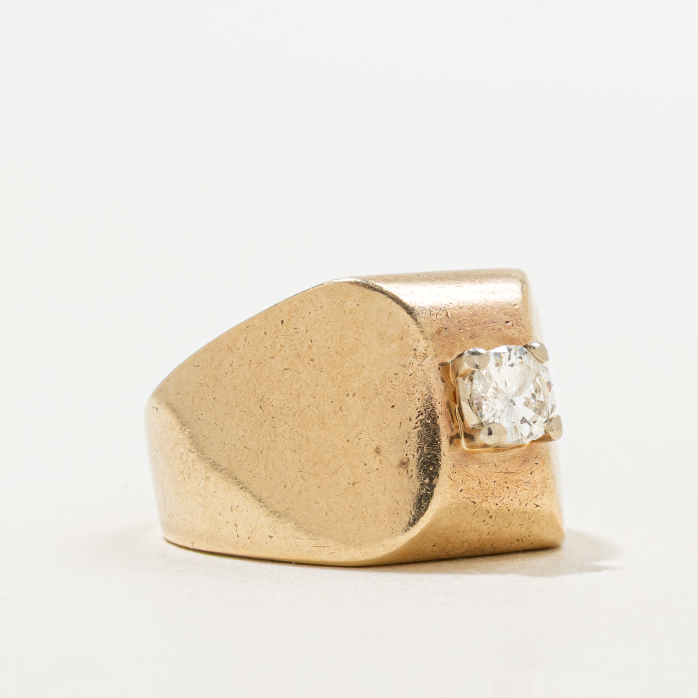 10K Solitaire Diamond Angled Dome Ring | 0.40ct SI2/I1 I/J | SZ 6.0