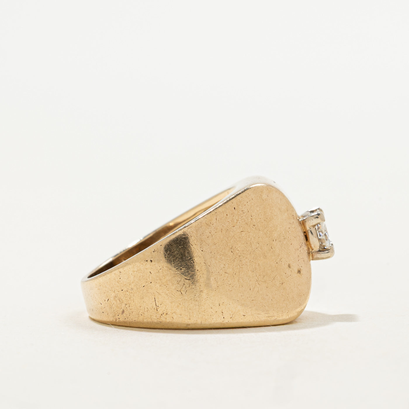 10K Solitaire Diamond Angled Dome Ring | 0.40ct SI2/I1 I/J | SZ 6.0