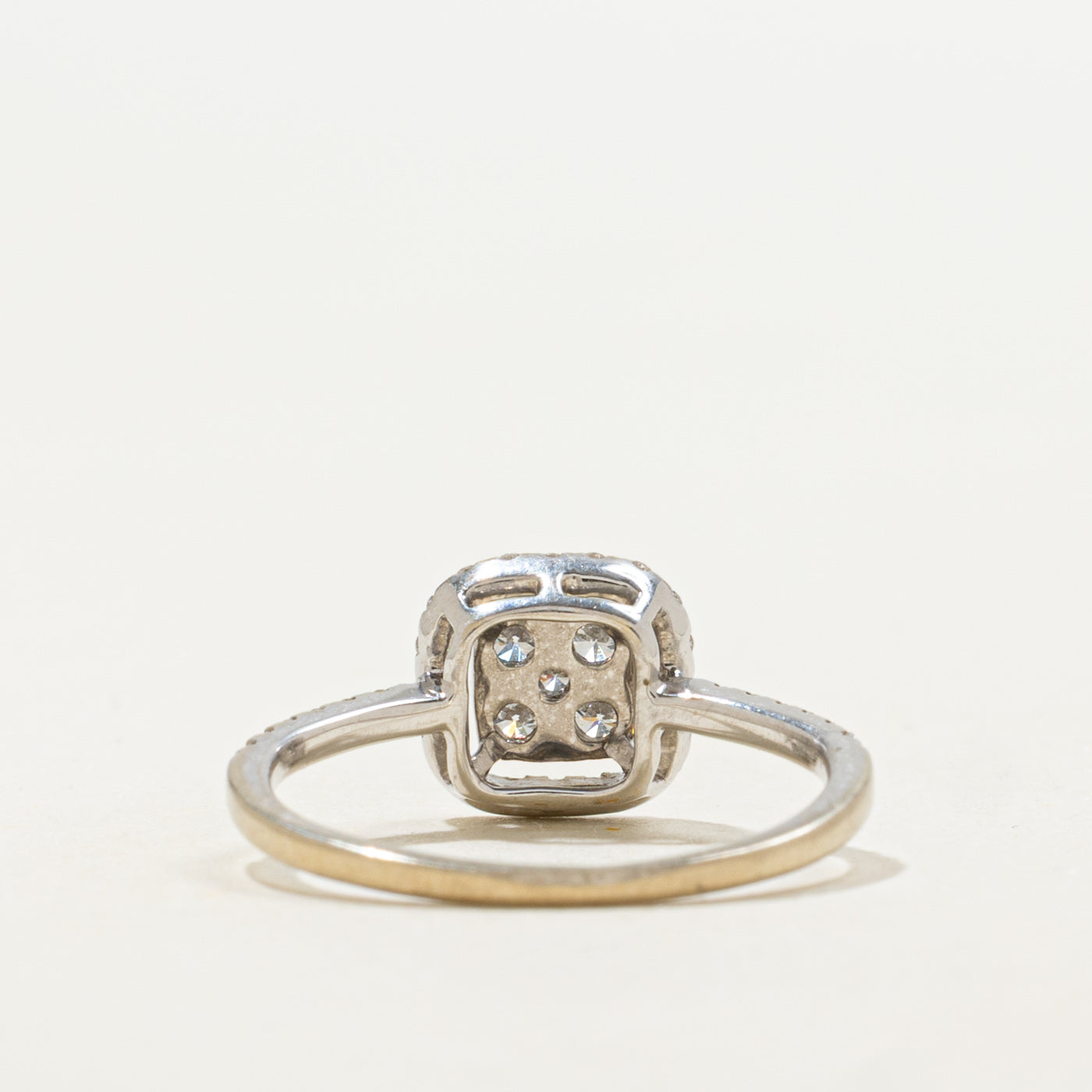 18K White Gold Diamond Square Cluster Halo Ring | 0.25ctw | SZ 3.75