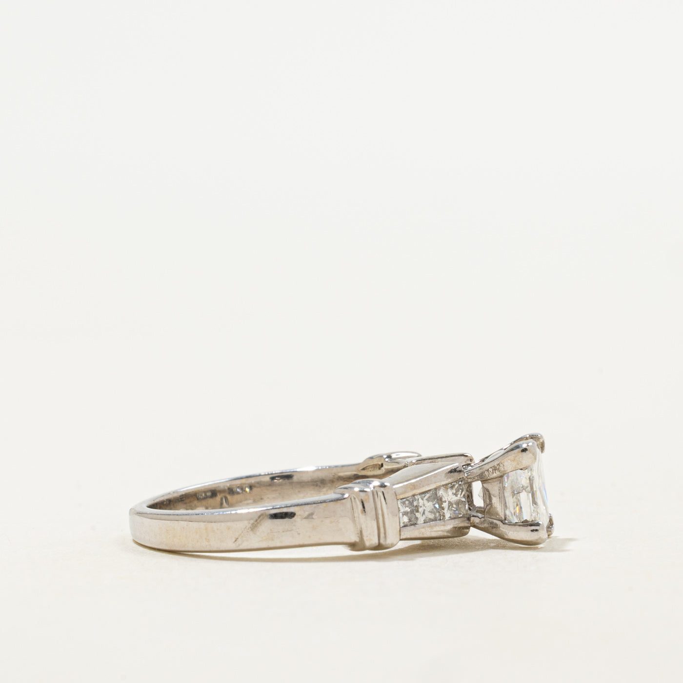 14K Princess Cut Diamond Grooved Ring | 1.15ctw | SZ 4.75