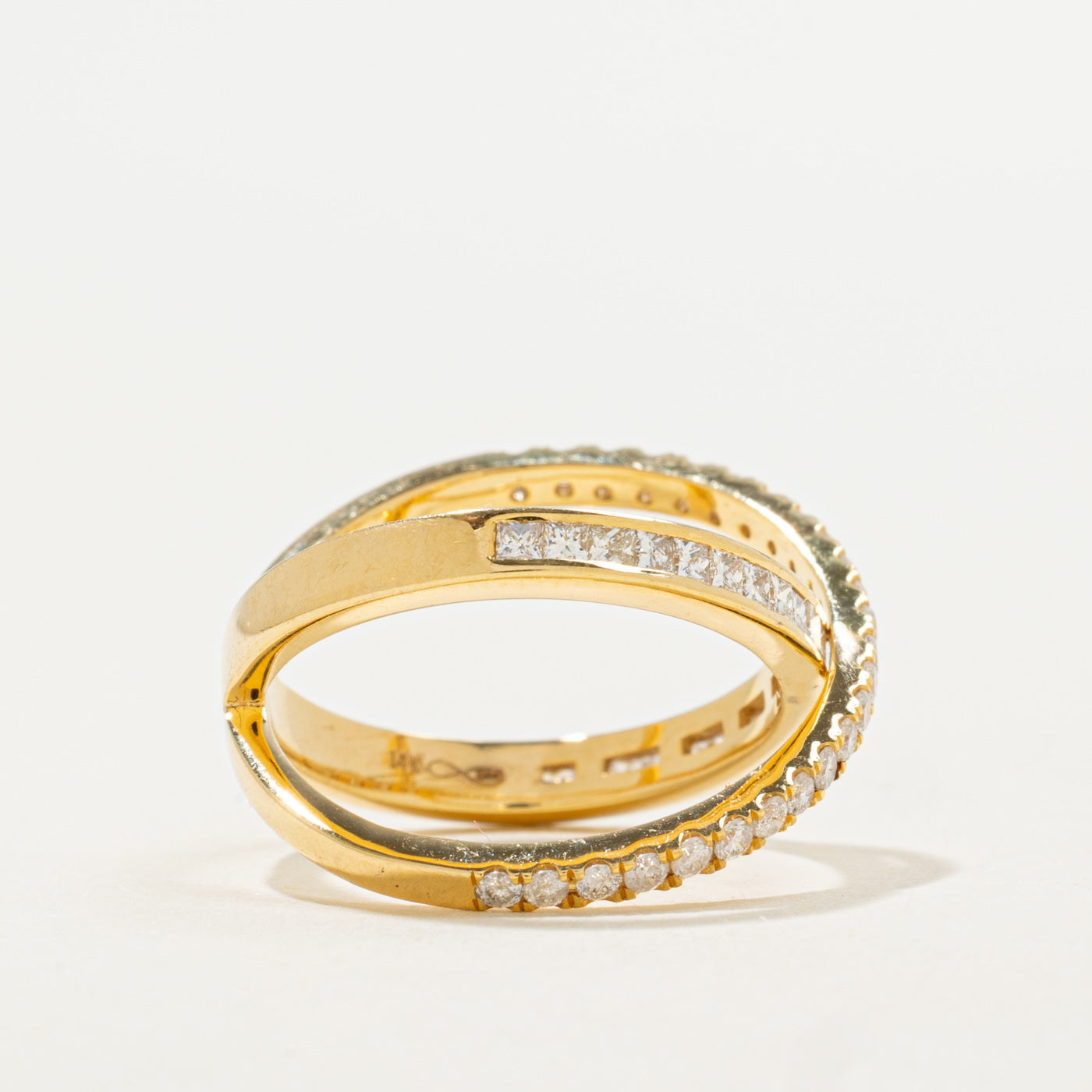 Bague croisée semi-éternité en or 14 carats sertie de diamants | 0,57 ct au total | Taille 7,25