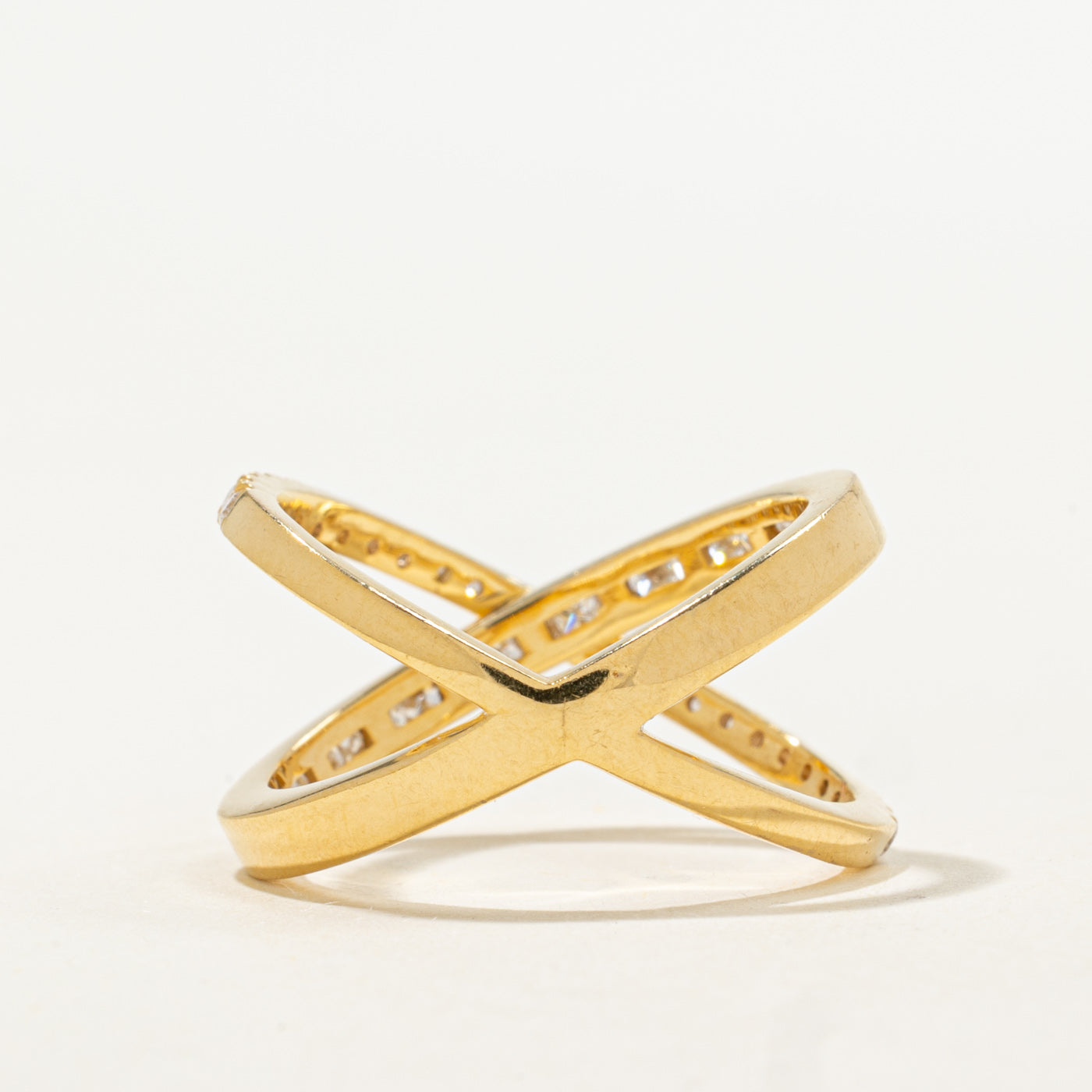 Bague croisée semi-éternité en or 14 carats sertie de diamants | 0,57 ct au total | Taille 7,25