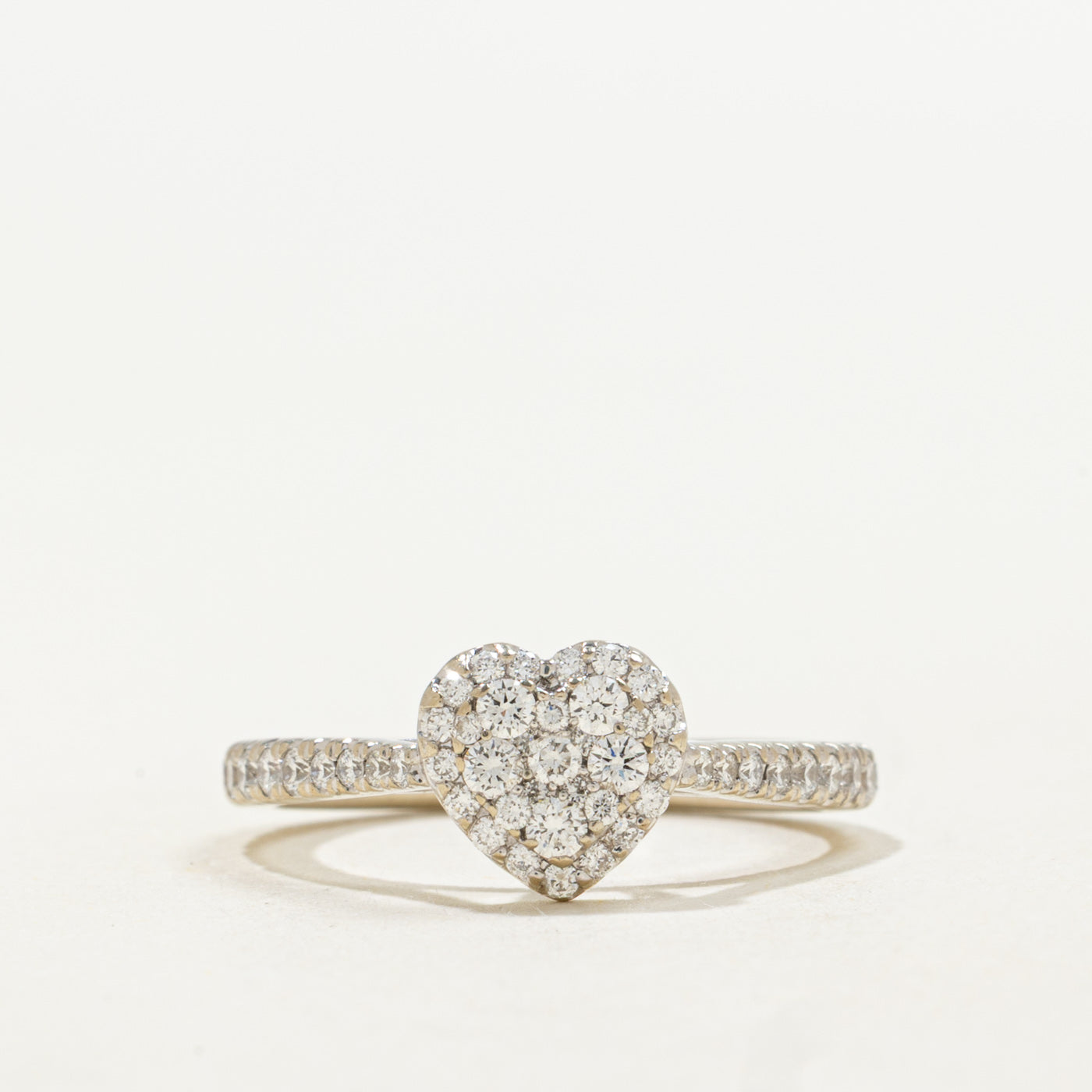 14K Pavé Set Diamond Heart Cluster Ring | 0.45ctw | SZ 5.25