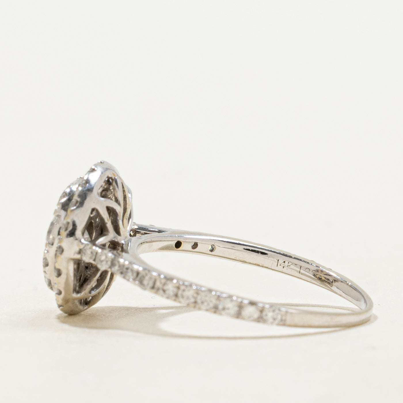 Bague halo en diamants 14 carats | 1,00 ct | Taille 5,75