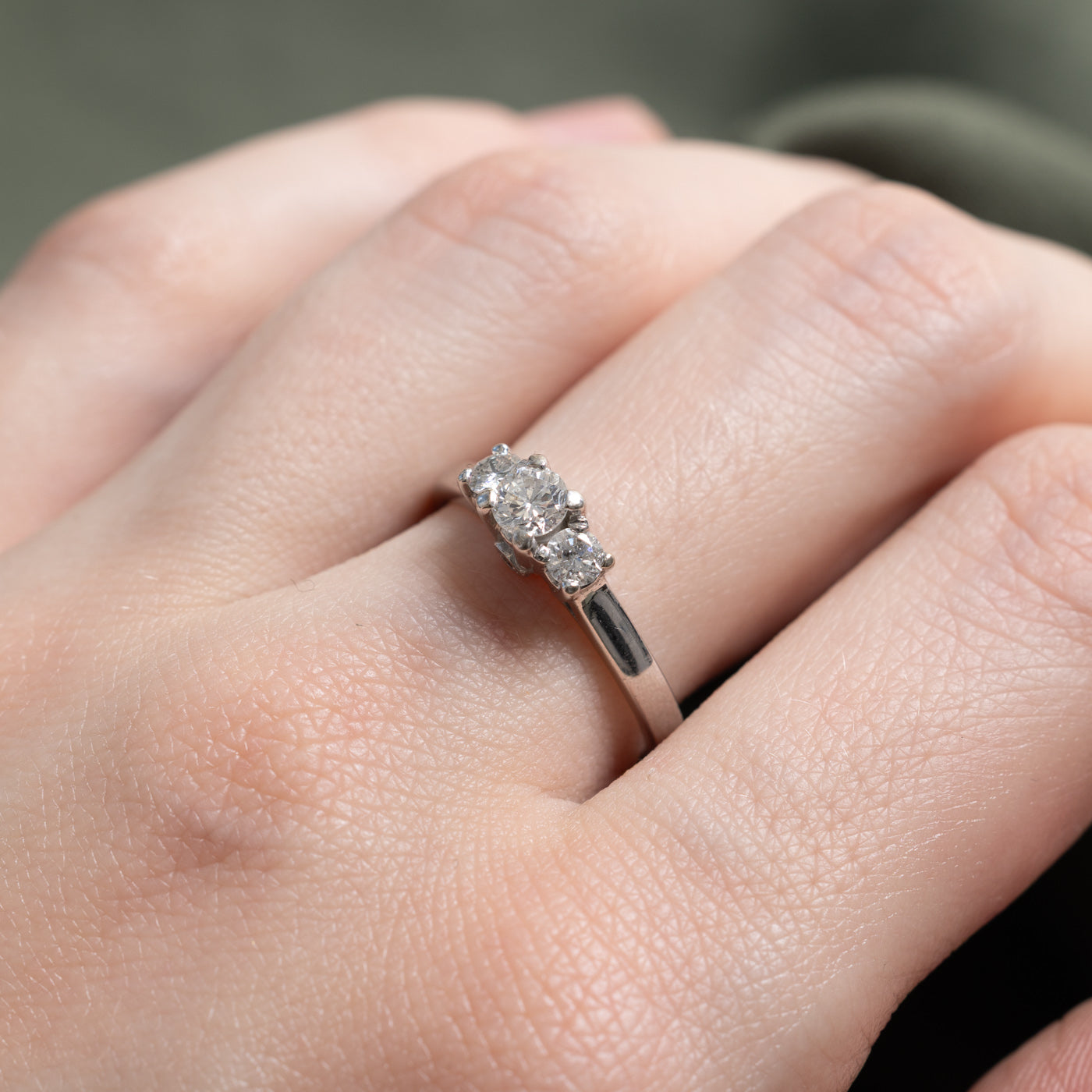 14K White Gold Diamond Accented Ring | 0.55ctw | SZ 6.75