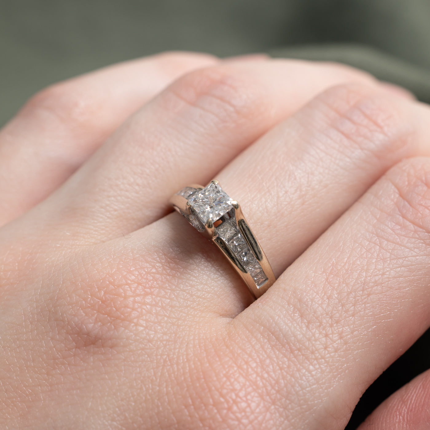 14K White Gold Princess Cut Diamond Ring | 1.45ctw | SZ 7.25