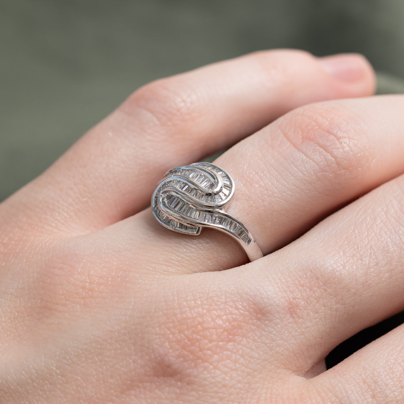 Platinum Baguette Cut Diamond Wave Ring | 0.70ctw | SZ 6.25