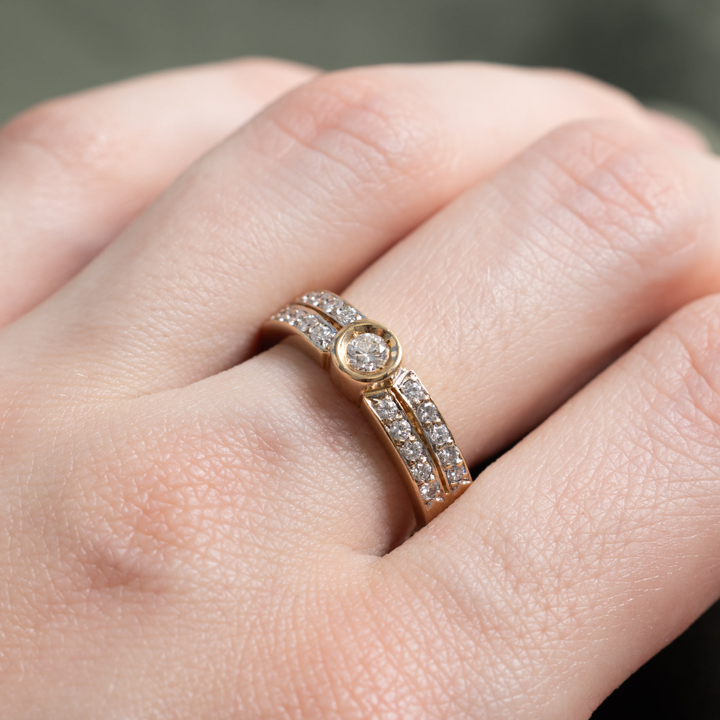 Bague en or jaune 14 carats sertie de diamants | 0,55 ct | Taille 8,25