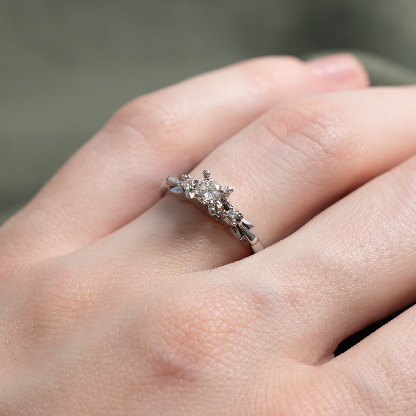 18K White Gold Diamond Accented Ring | 0.24ctw | SZ 5.25