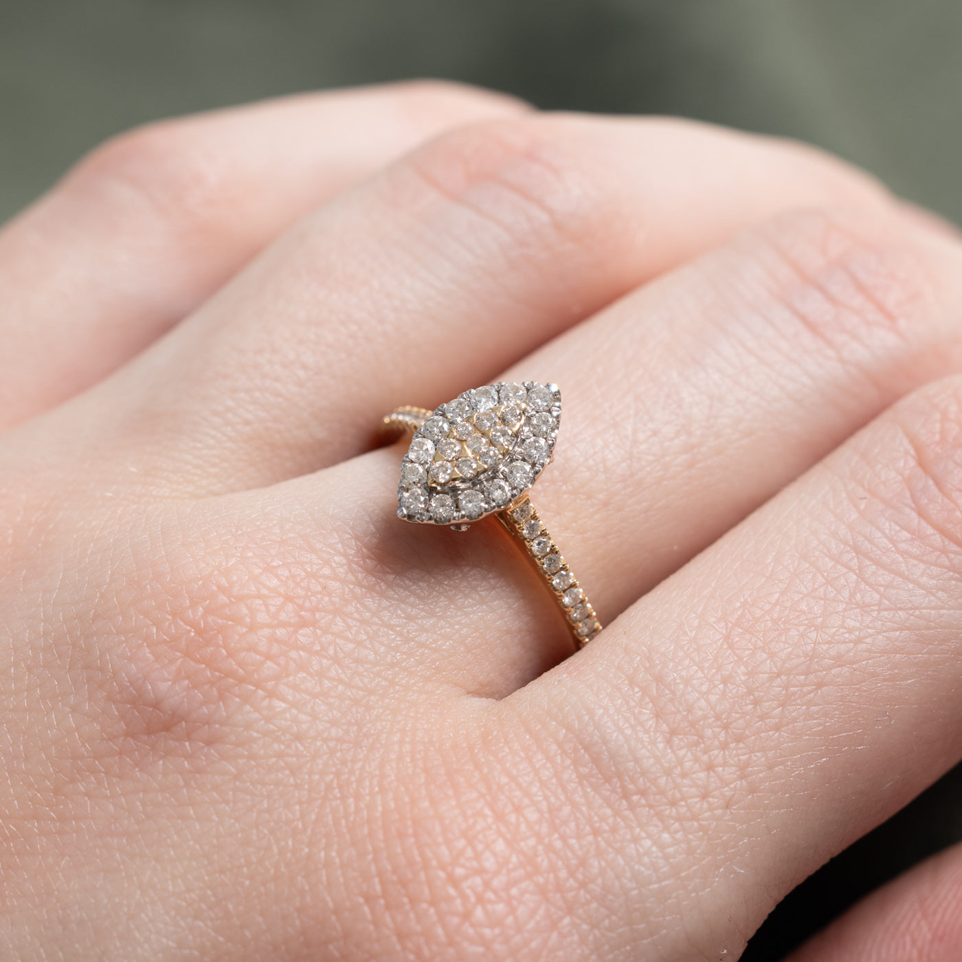 14K Diamond Marquise Cluster Halo Ring | 0.54ctw | SZ 6.5