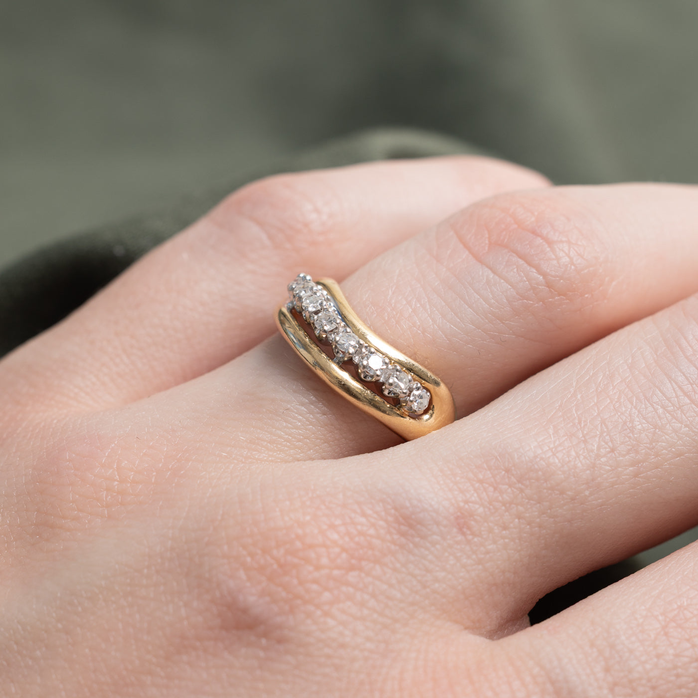 Alliance semi-éternité en or 14 carats sertie de diamants | 0,25 ct au total | Taille 6,0