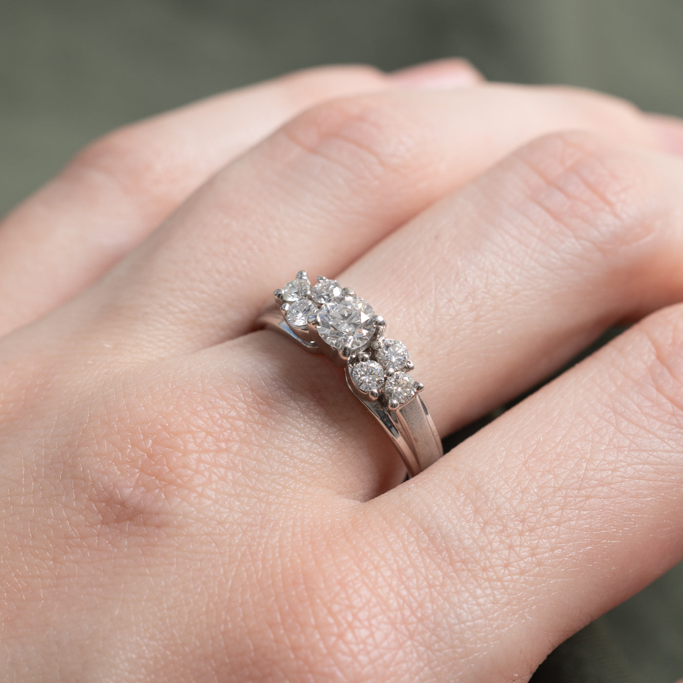 14K White Gold Diamond Accented Ring | 0.92ctw | SZ 8.0