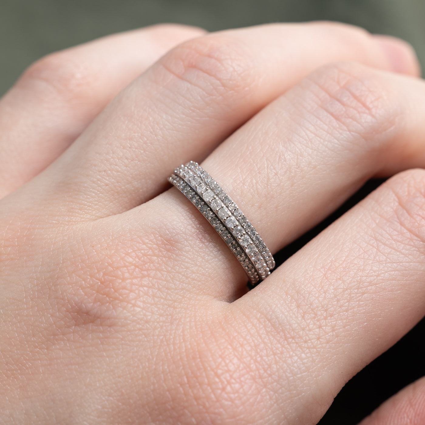 10K Triple Row Semi Eternity Diamond Band | 0.40ctw | SZ 7.0