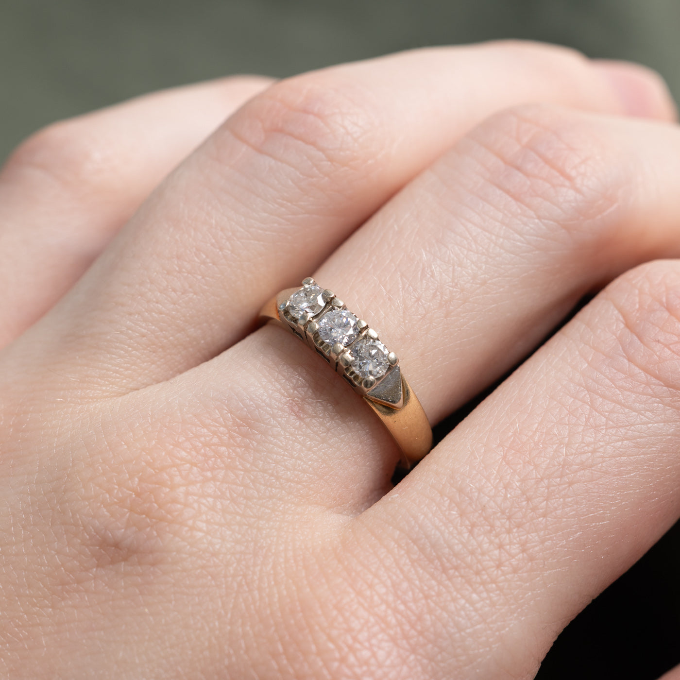 14K Three Stone Diamond Geometric Band | 0.45ctw | SZ 6.25