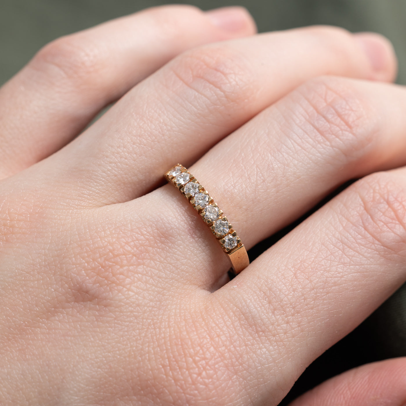 Bague en or 14 carats sertie de sept diamants | 0,50 ct au total | Taille 7,75