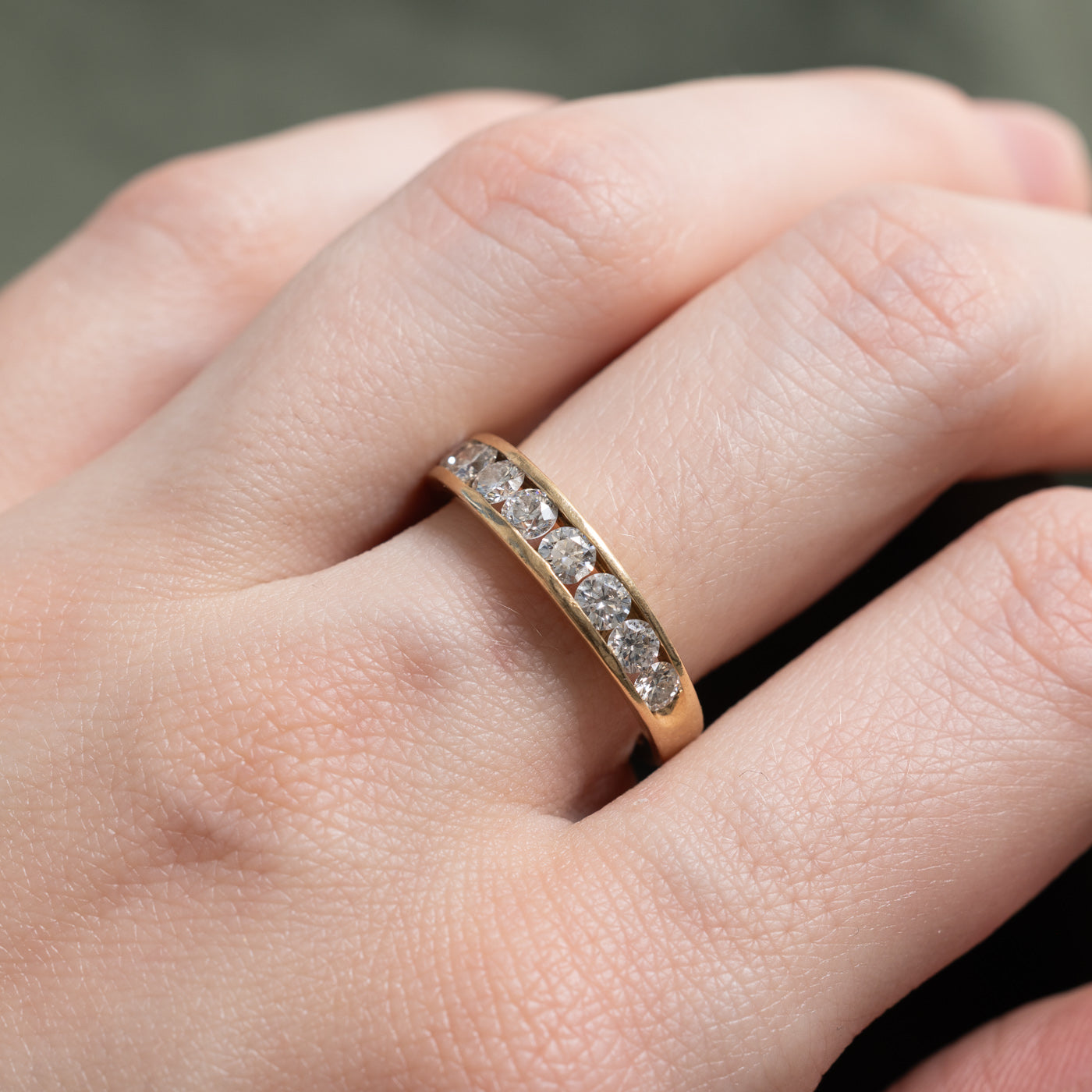 Alliance semi-éternité en or 14 carats sertie de diamants en canal | 1,00 ct au total | Taille 6,5