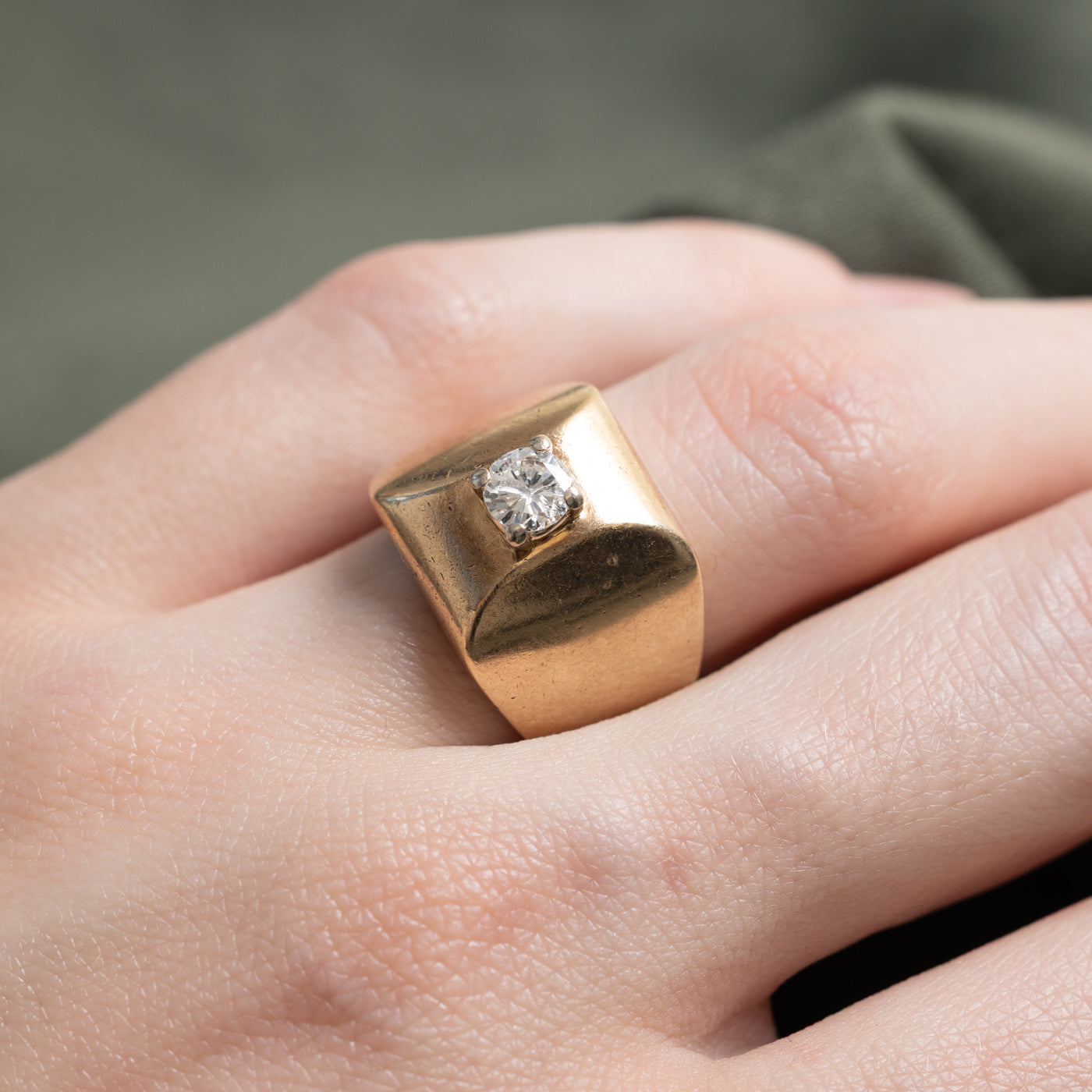 10K Solitaire Diamond Angled Dome Ring | 0.40ct SI2/I1 I/J | SZ 6.0