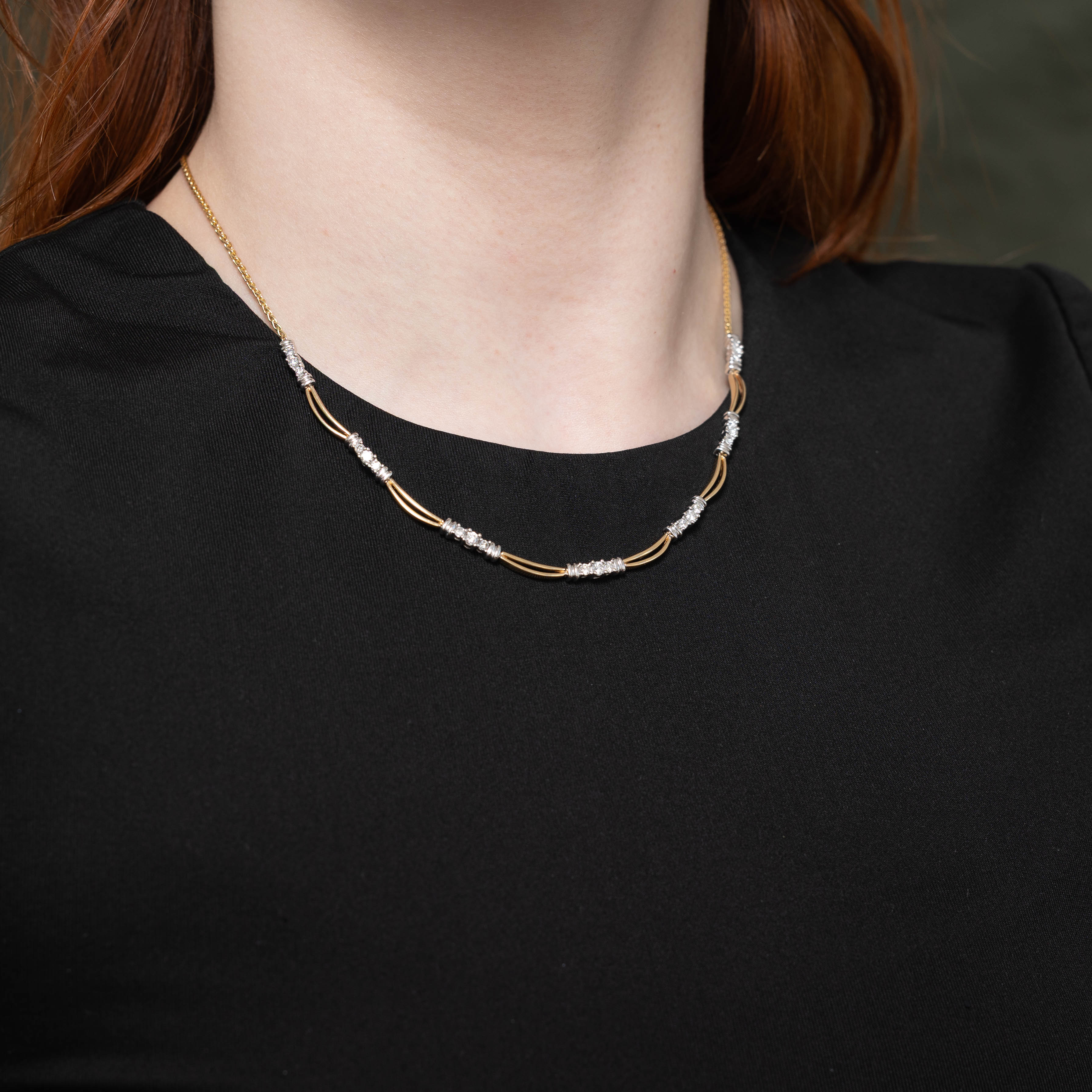 14k Diamond Clusters Scalloped Necklace | 1.00ctw | 17"