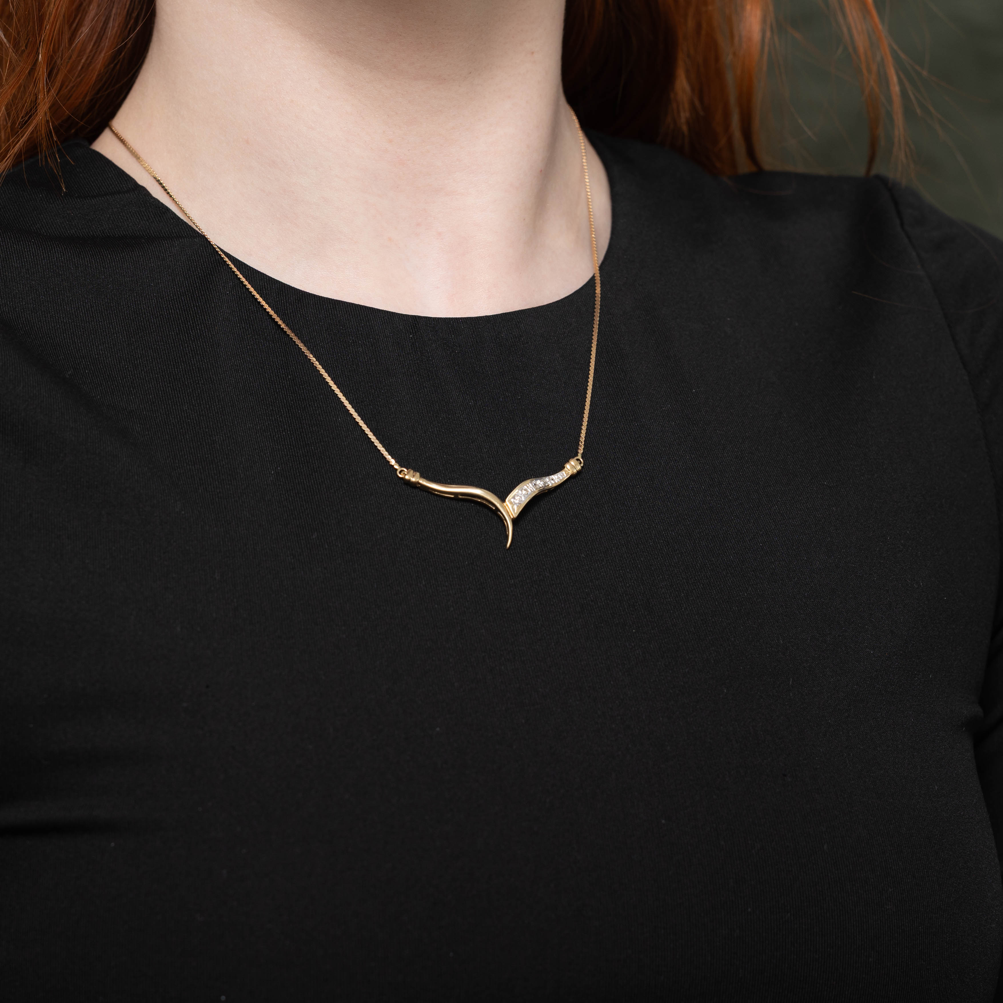 10k Diamond Geometric Necklace | 0.09ctw | 18"