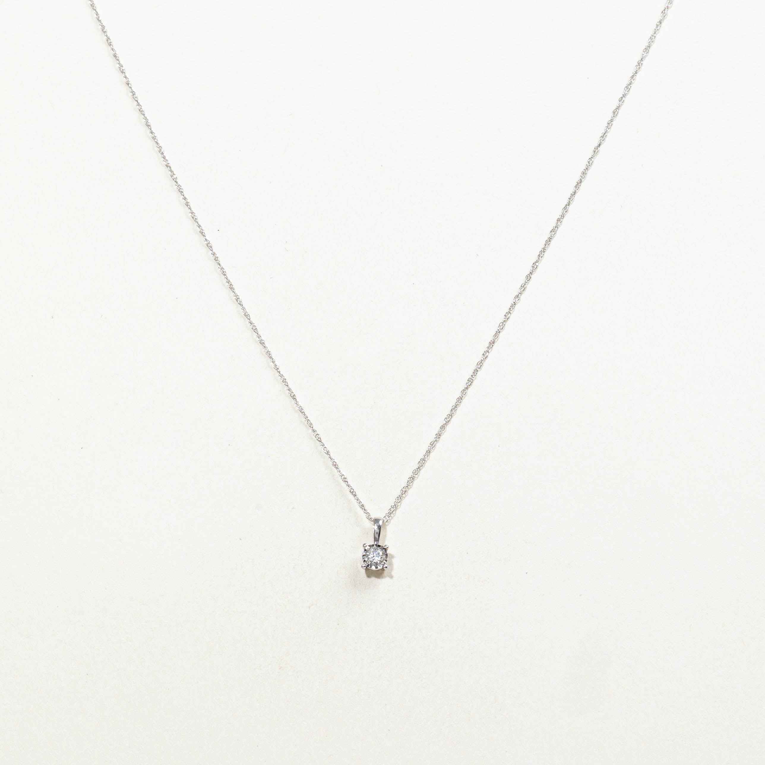 10k Solitaire Diamond Pendant Necklace | 0.10ctw | 18"