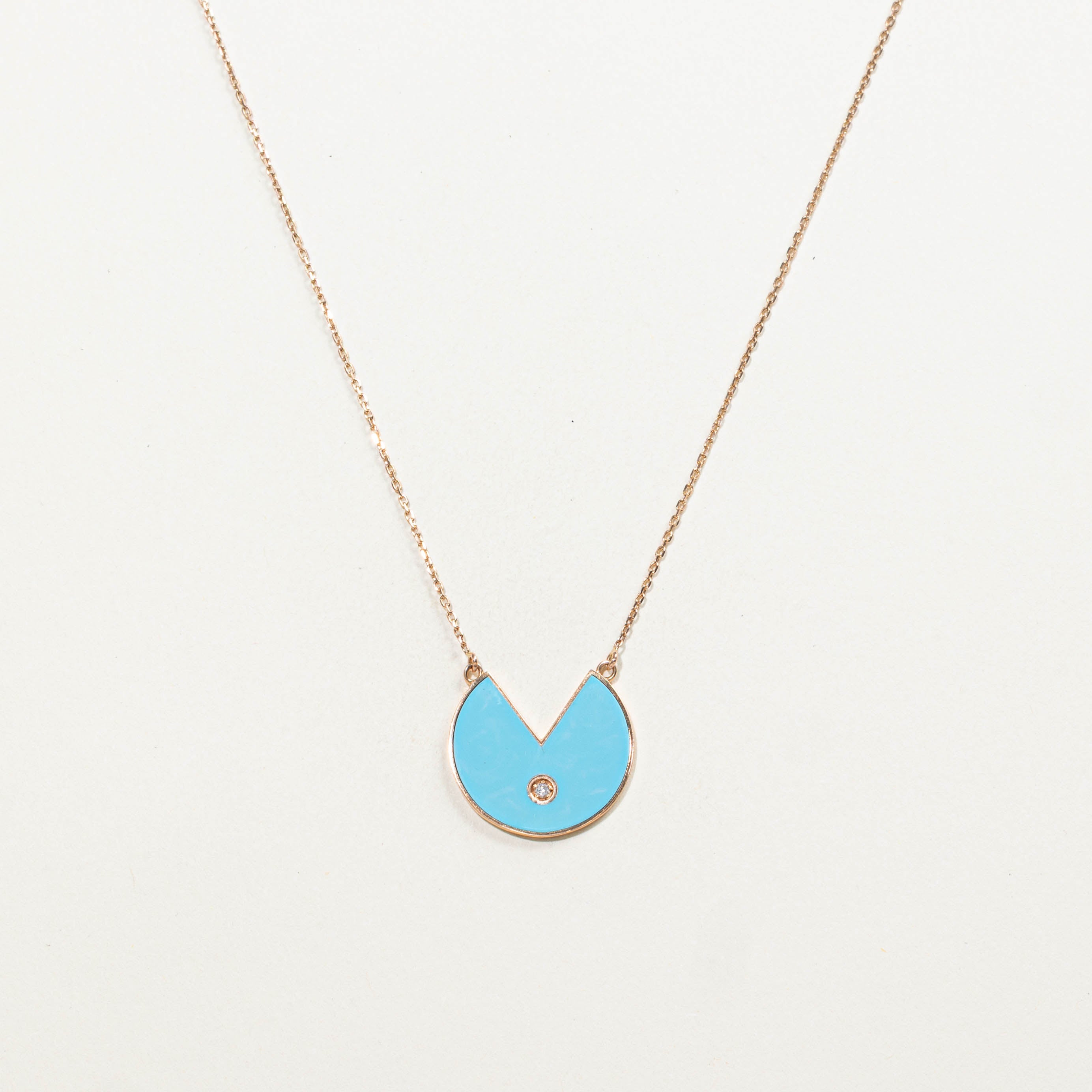 14k Rose Gold Diamond Geometric Pendant Necklace | 0.02ctw | 18"