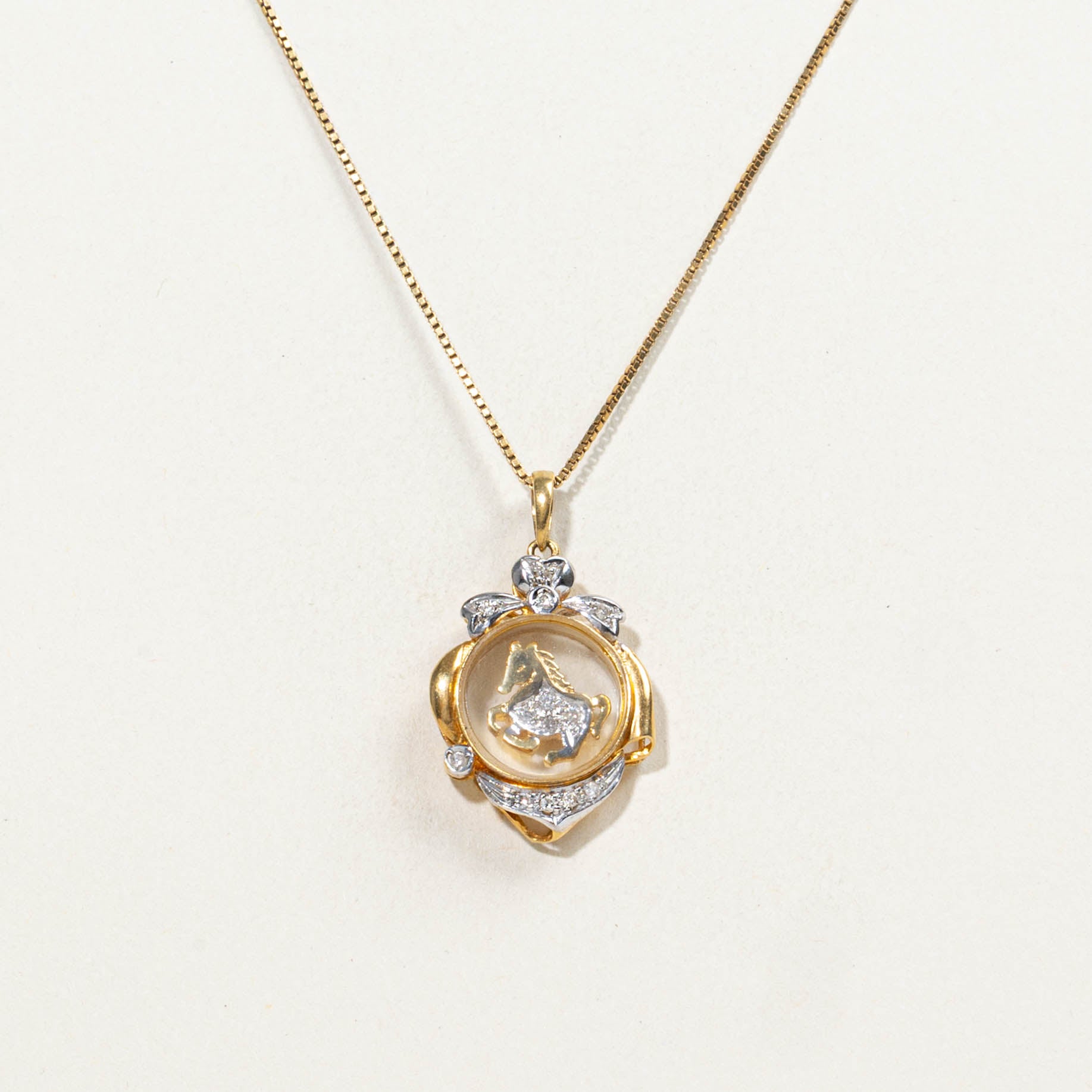 18k Diamond Moving Horse Pendant Necklace | 0.07ctw | 17"