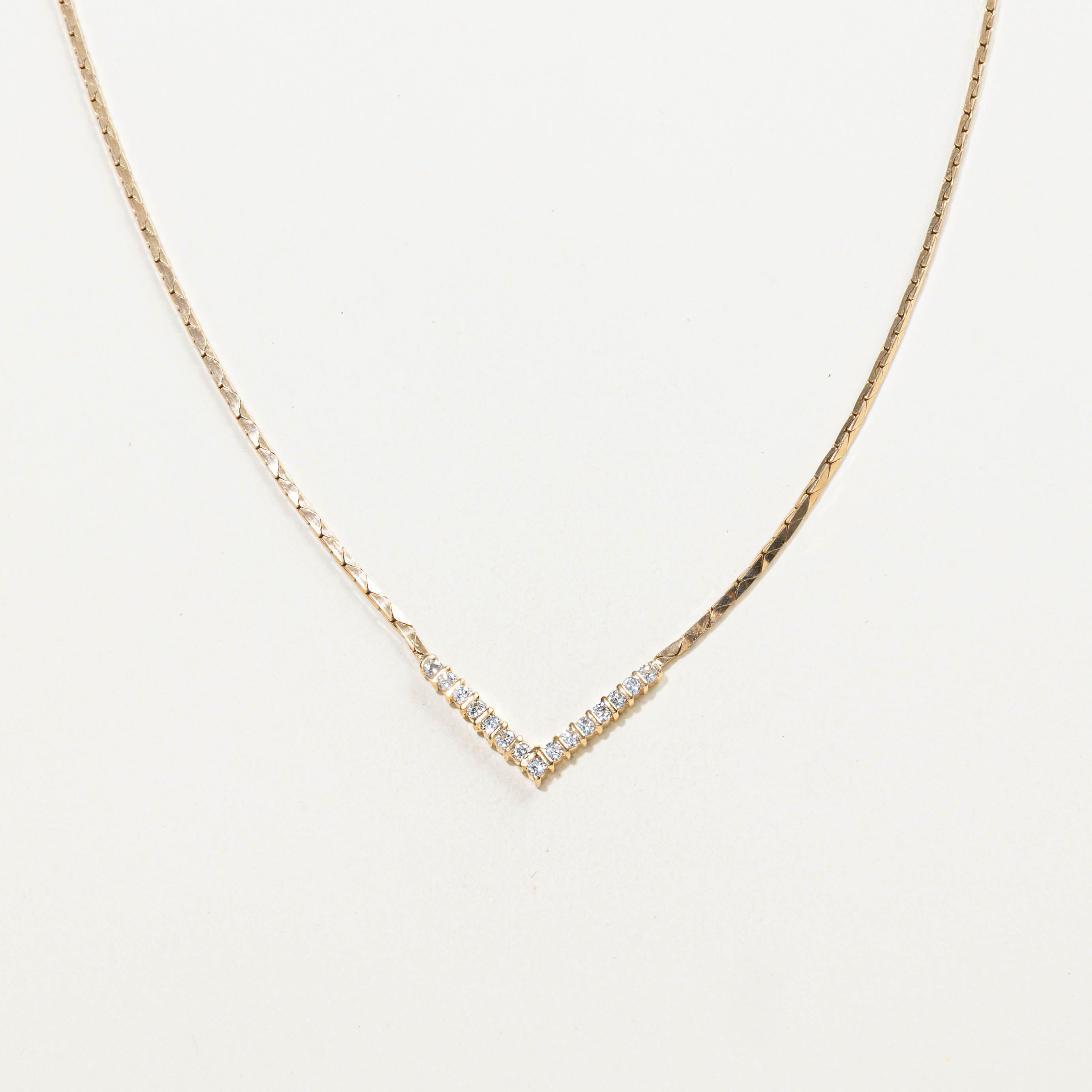 14k Diamond V-Shaped Necklace | 0.52ctw | 16"