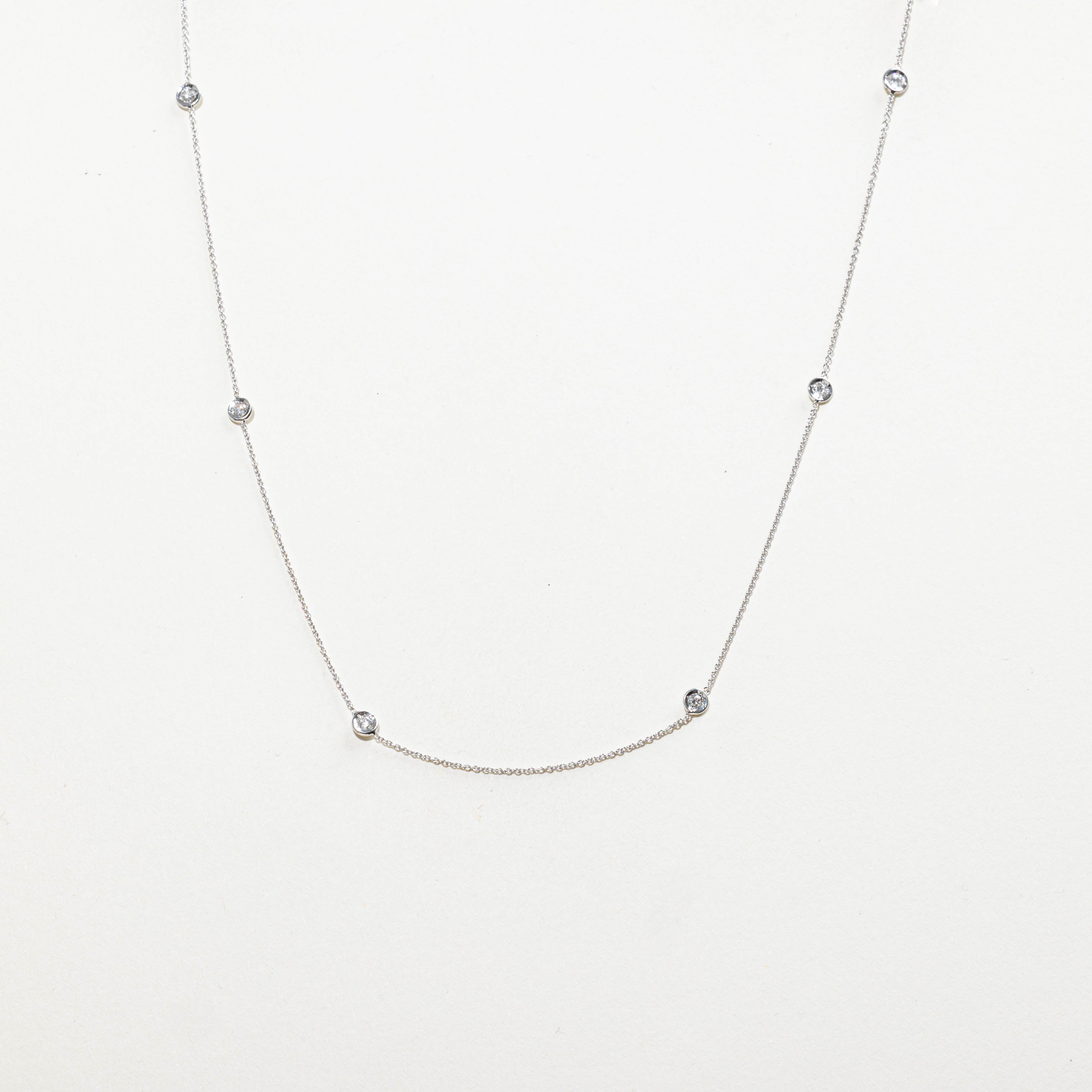 18k Bezel Set Diamond Satellite Necklace | 0.35ctw, 0.02ct | 18"