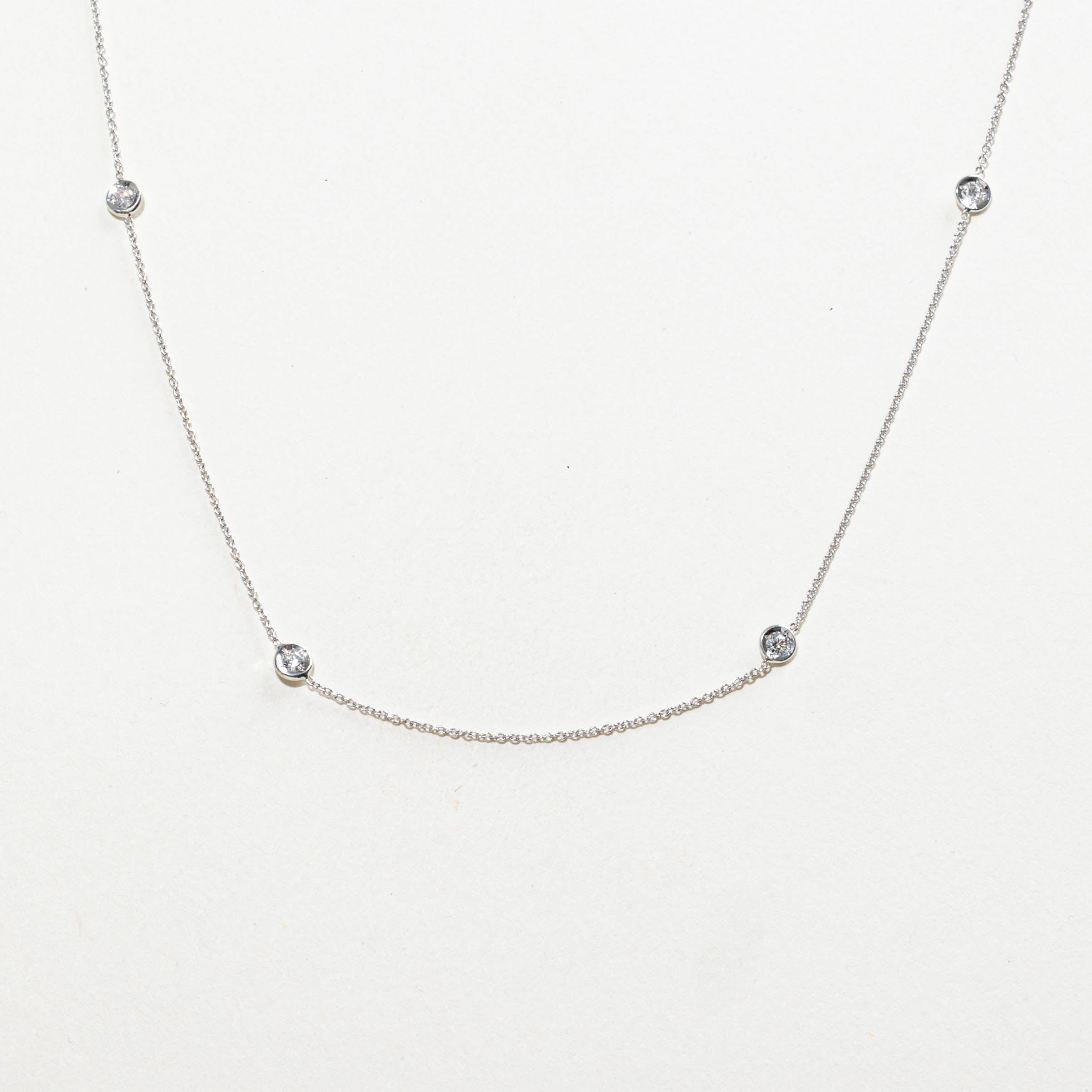 18k Bezel Set Diamond Satellite Necklace | 0.35ctw, 0.02ct | 18"