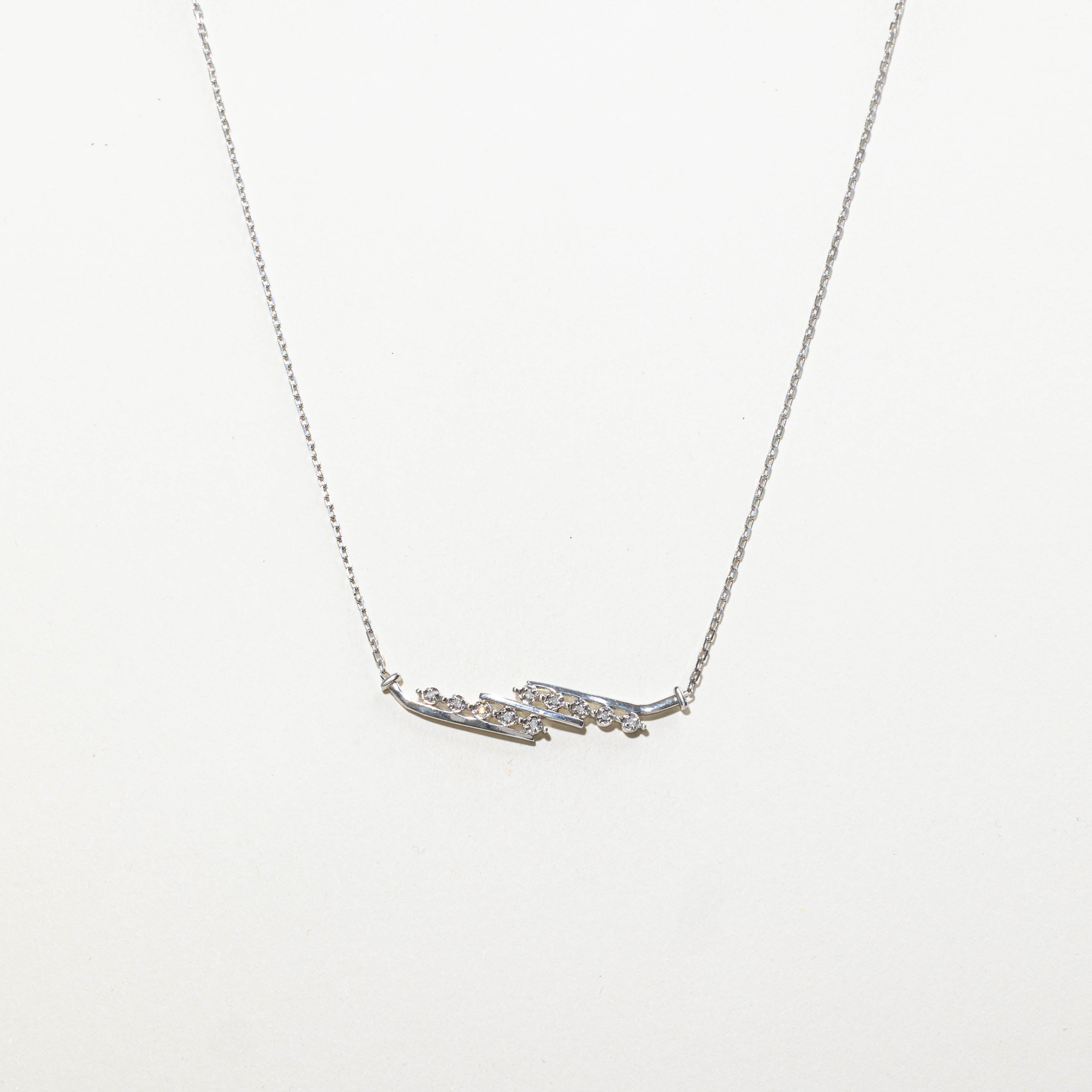 10k Diamond Bar Bypass Pendant Necklace | 0.10ctw | 18"