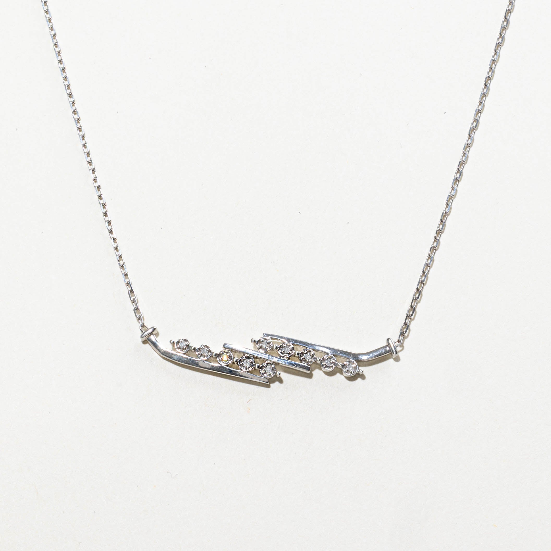 10k Diamond Bar Bypass Pendant Necklace | 0.10ctw | 18"